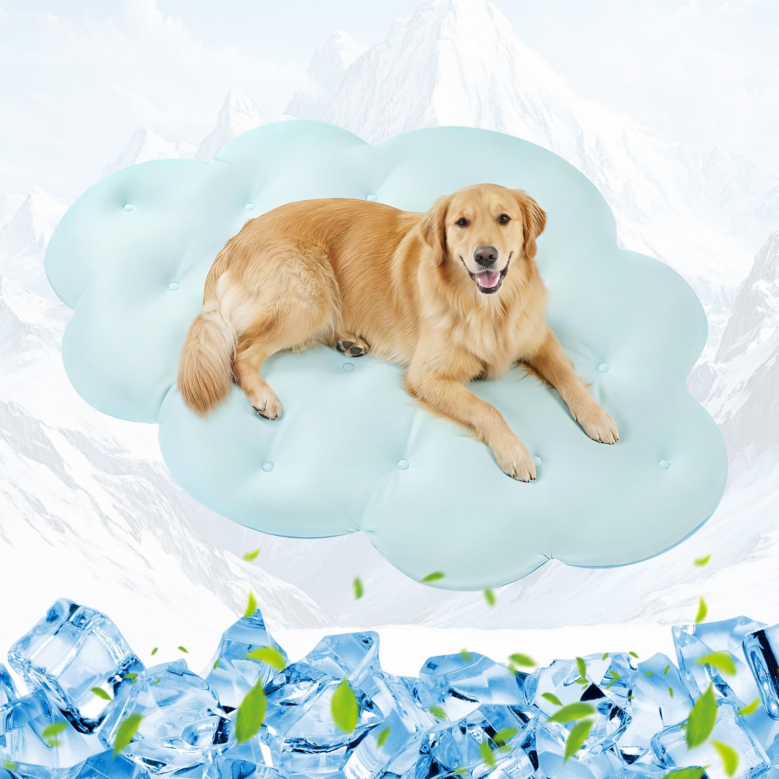 Alfombrilla Refrescante para Perros 135 × 100 cm Extra Grande, Q-Max>0,4 Esterilla Auto-Refrigerante, Doble Cara Frío & Cálido para Verano Jaula, Lavable, Cama Fresca Gatos, Sin Gel, Azul Cielo
