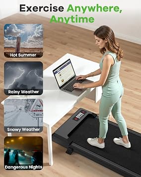 HomeFitnessCode Walking Pad with 8% Incline, 2.5HP Under Desk Treadmill