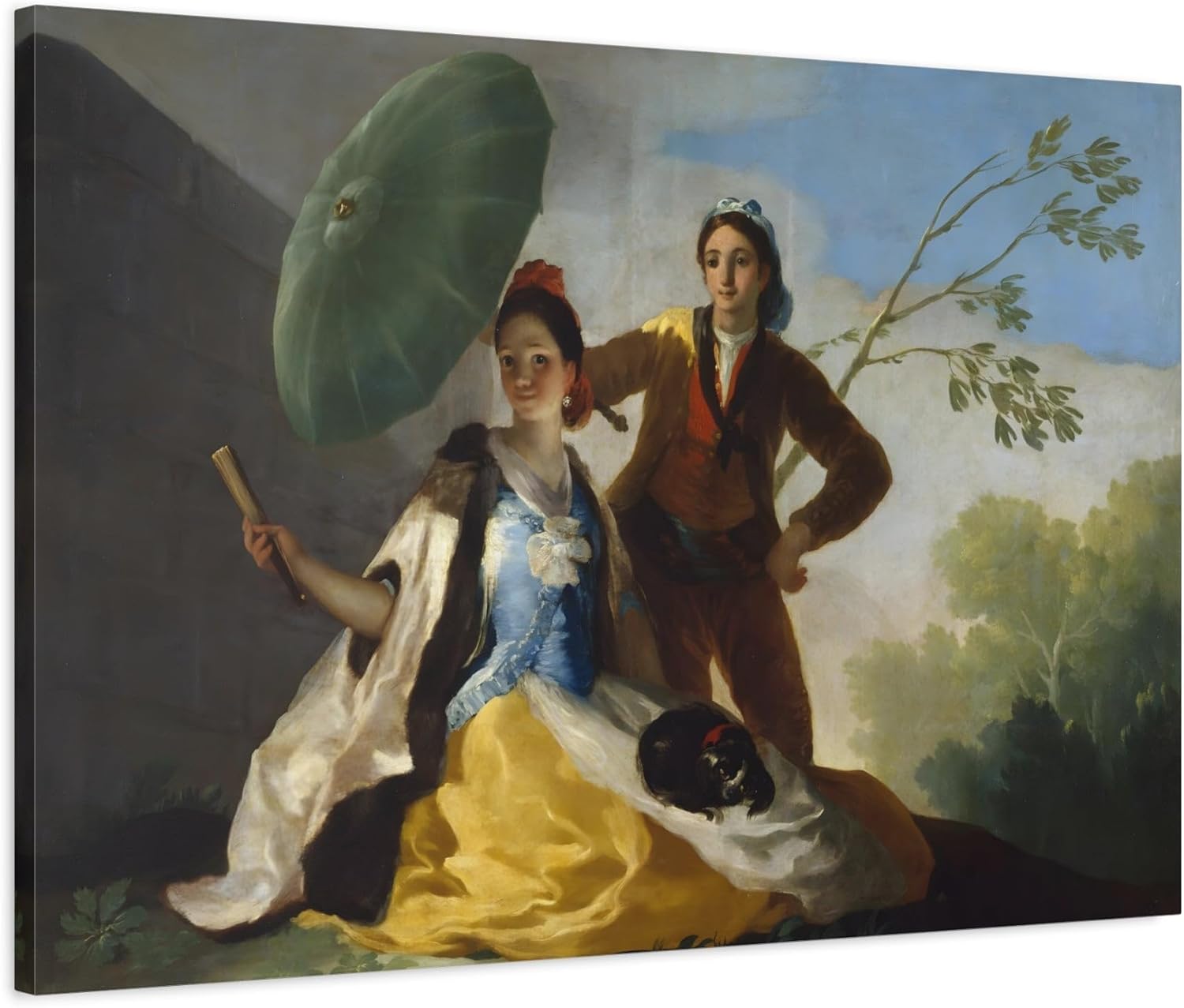 Francisco Goya Parasol - Canvas Wall Art Prints Reproduction 24x36 inch (60x90 cm) - Horizontal / 1.25 inch