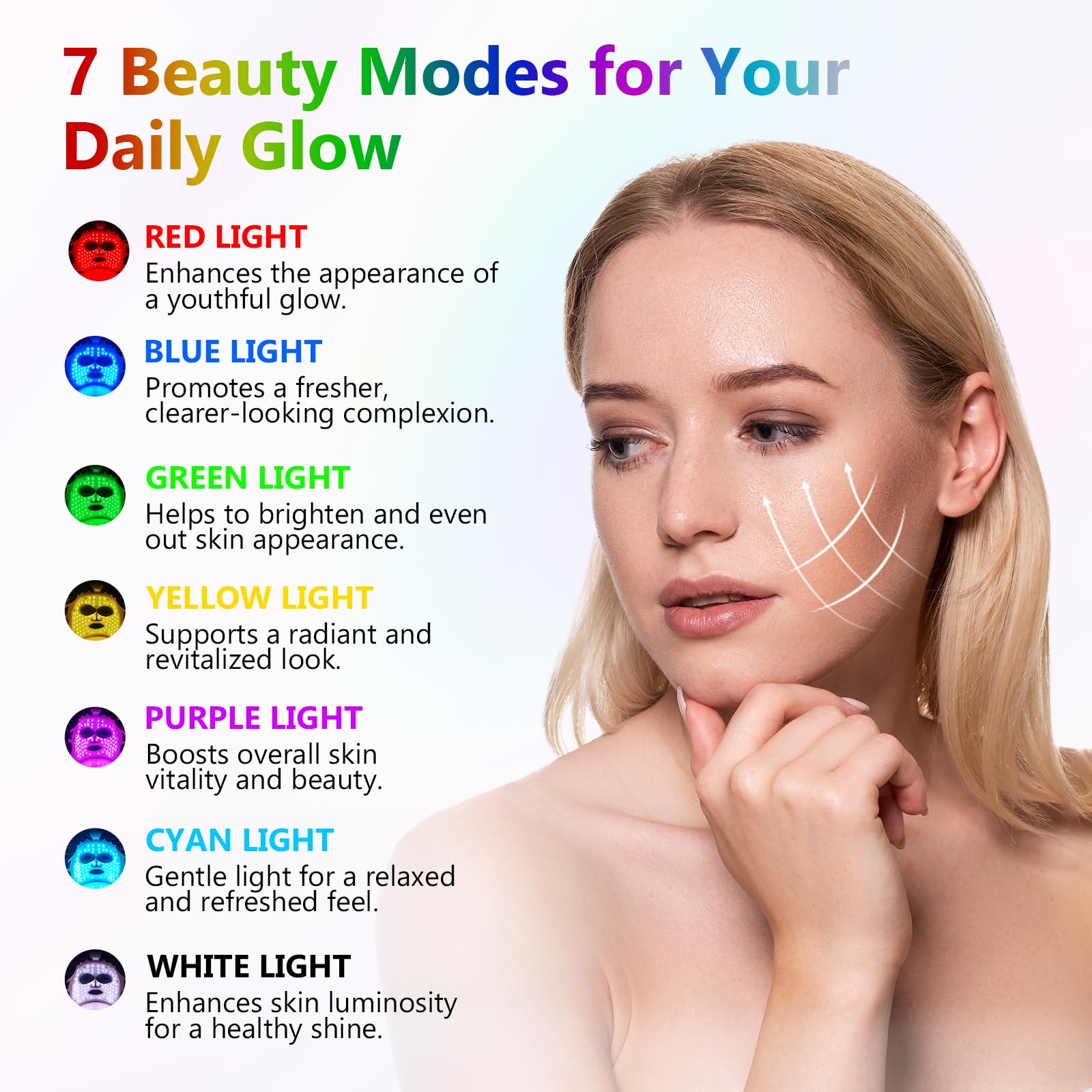 Masque facial à LED avec lampe à lumière rouge, 7 couleurs, LED, pour le visage et la peau, appareil de soin pour tous les types de peau, raffermissement du visage, rajeunissement, Marron