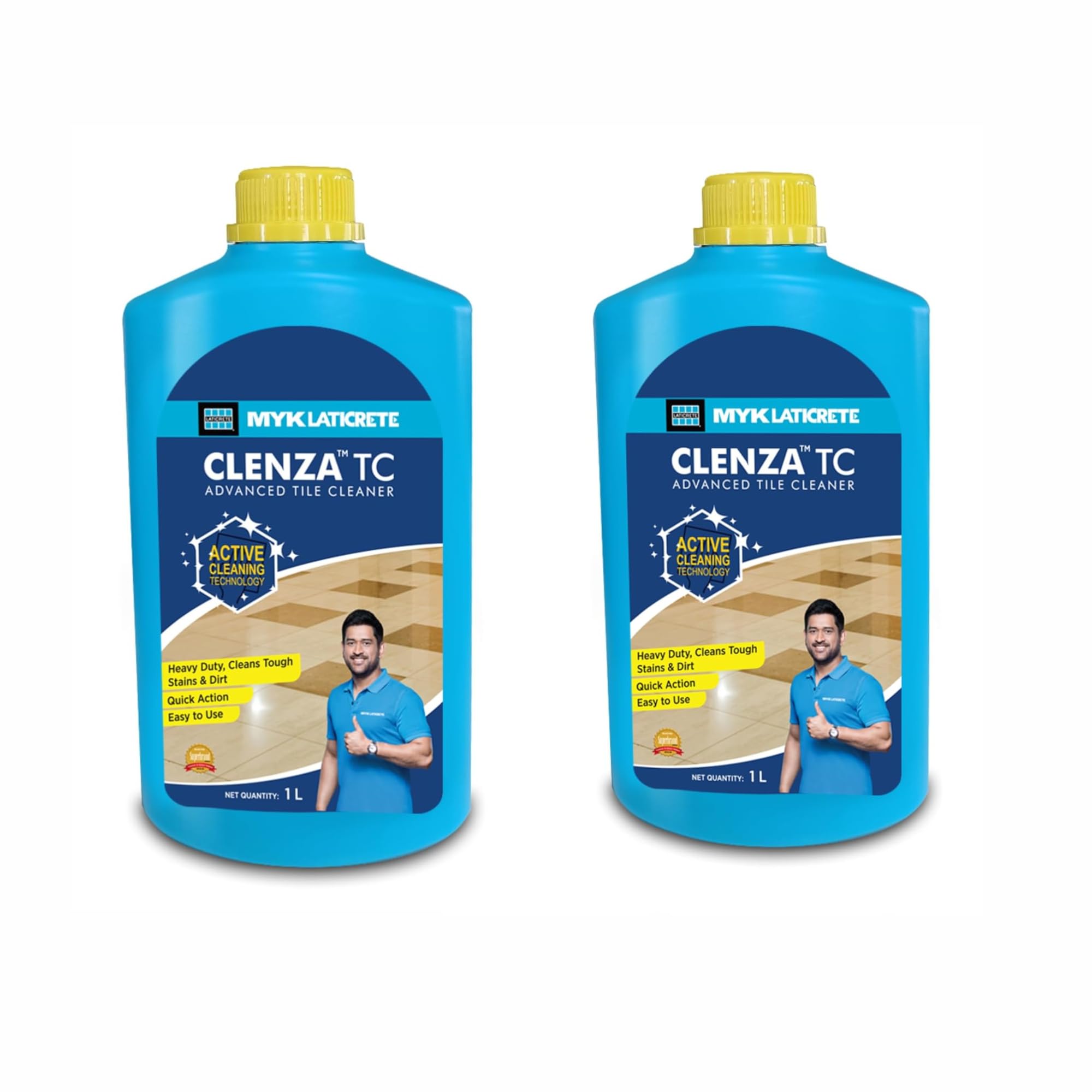 Clenza™ TC Advanced Tile Cleaner (1 Litre, Pack of 2)-Ready to Use, Multipurpose Cleaner for Vitrified and Ceramic Tiles-Tough Stain Remover Tile Cleaning Liquid for Bathroom, Kitchen-Daily Use