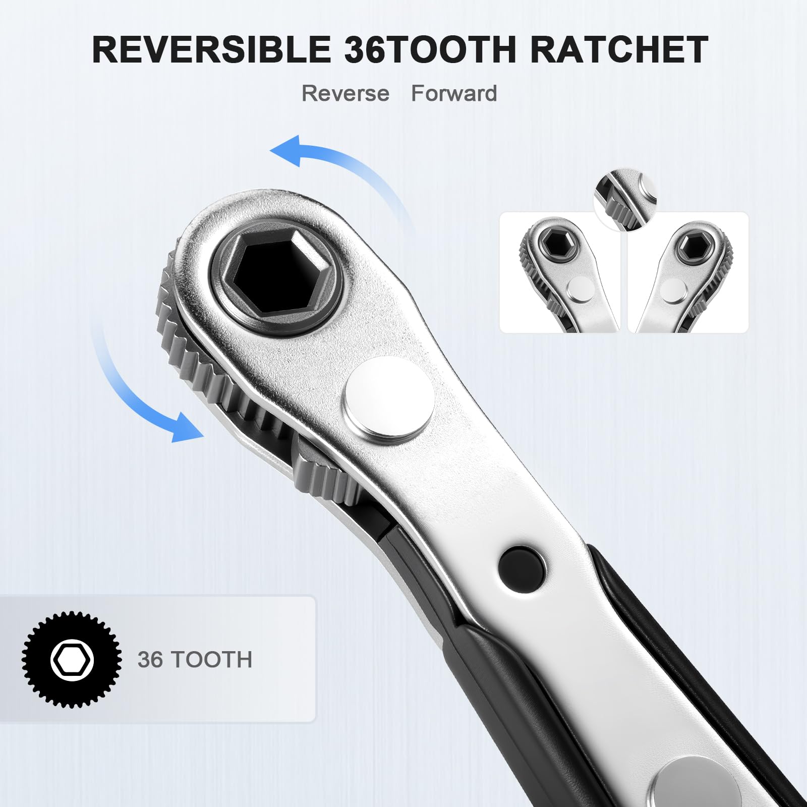 Chiave A Cricchetto Da 1/4, Mini Cricchetto 2 In 1, 72 Denti Reversibili Piegata~p144616943