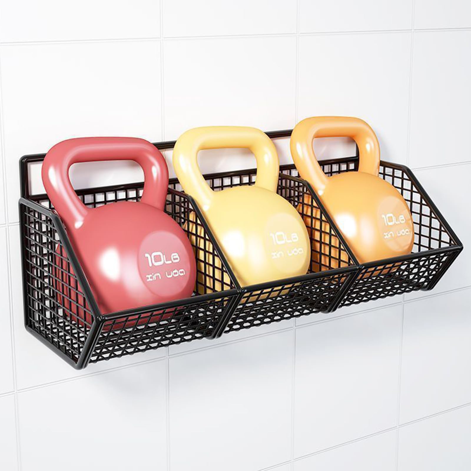 Cesto sospeso in metallo a 3 livelli, salvaspazio, per frutta, verdura e oggetti essenziali per il bagno, cestini rimovibili per organizzare la cucina ed elegante decorazione per la casa