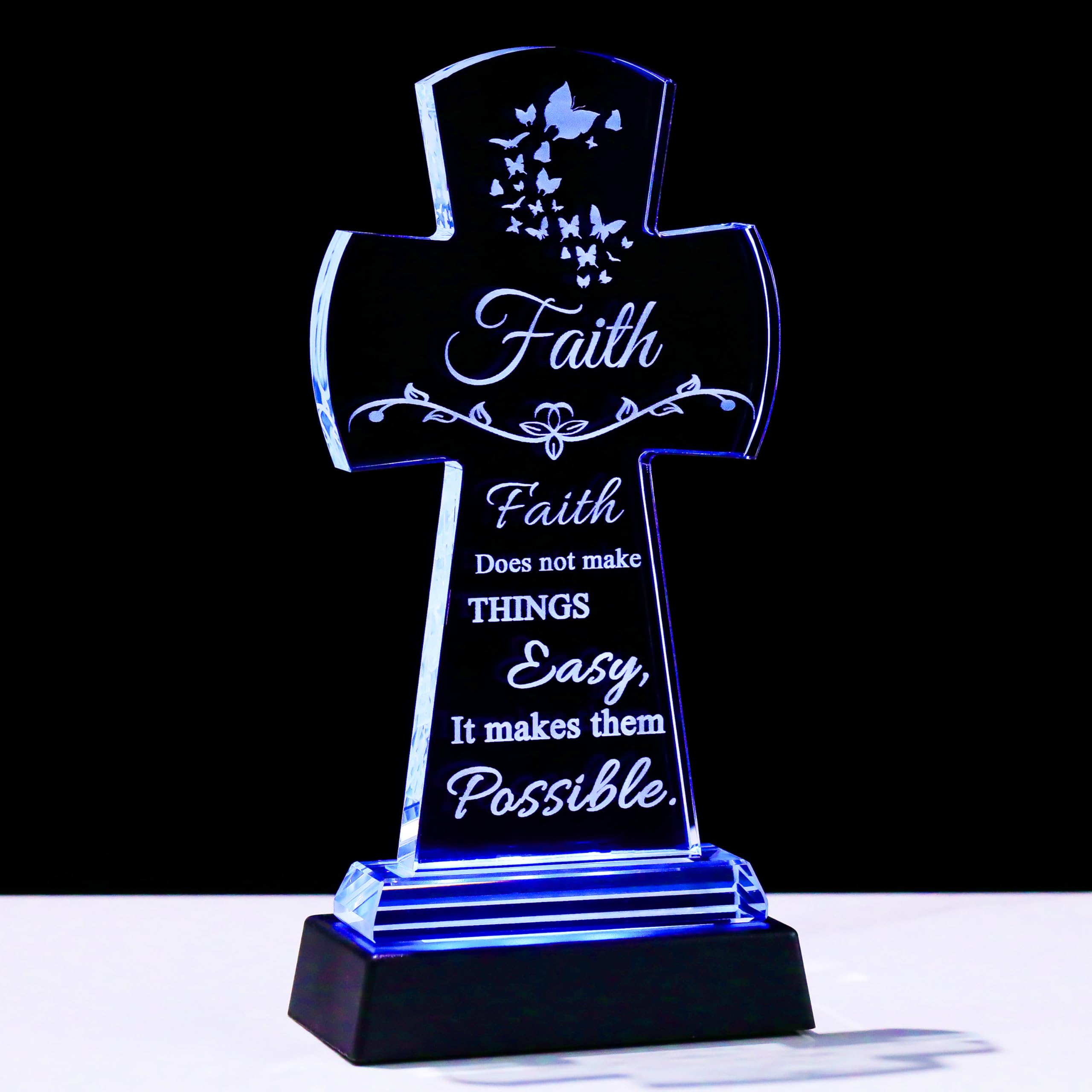 Qianwei Christian Gifts for Women - Crystal Cross Faith Inspirational Gifts Religious Catholic Baptism Communion Confirmation Gifts for Women Sister Friend Gifts