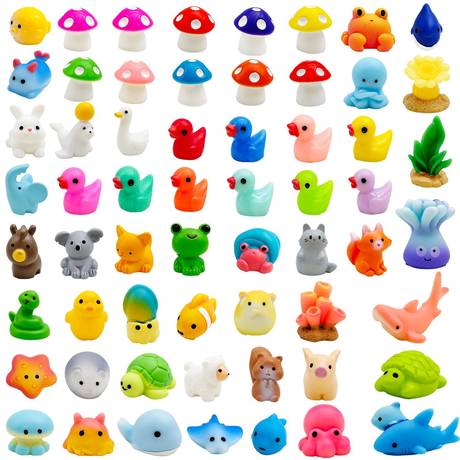 60 Mini Figuras De Resina Que Brillan En La Oscuridad – Animales En 7 Estilos (patos, Conejos, Perros) Para Acuario Y Jardín