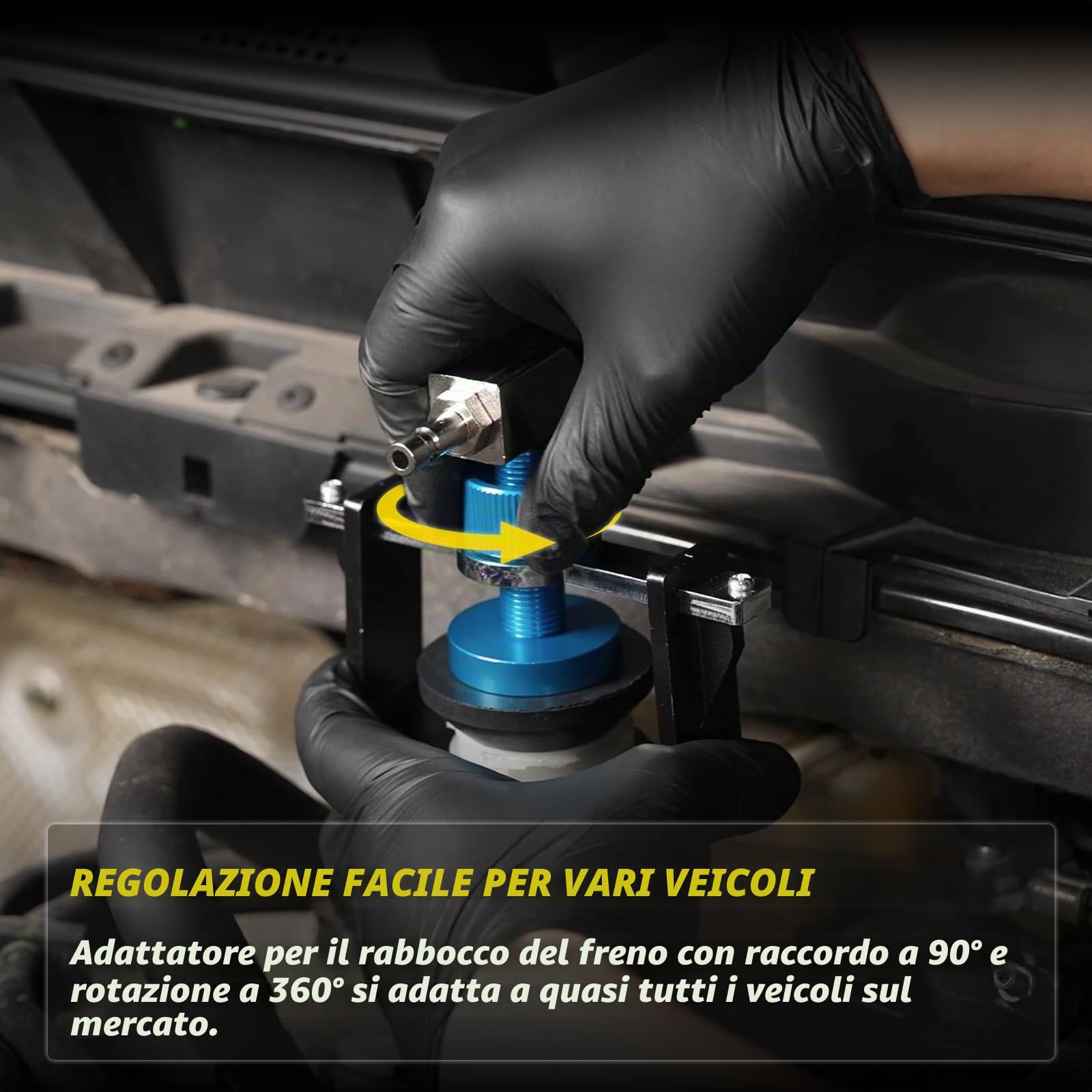 Adattatore Universale per Serbatoio Liquido Freni 22-58 mm, 4 innesti rapidi EU/US/Metrico/Giappone per Buick, Cadillac, Chevrolet, Mazda, Honda, Toyota ECC., Anello di Tenuta Anti-Perdita, ruotabile