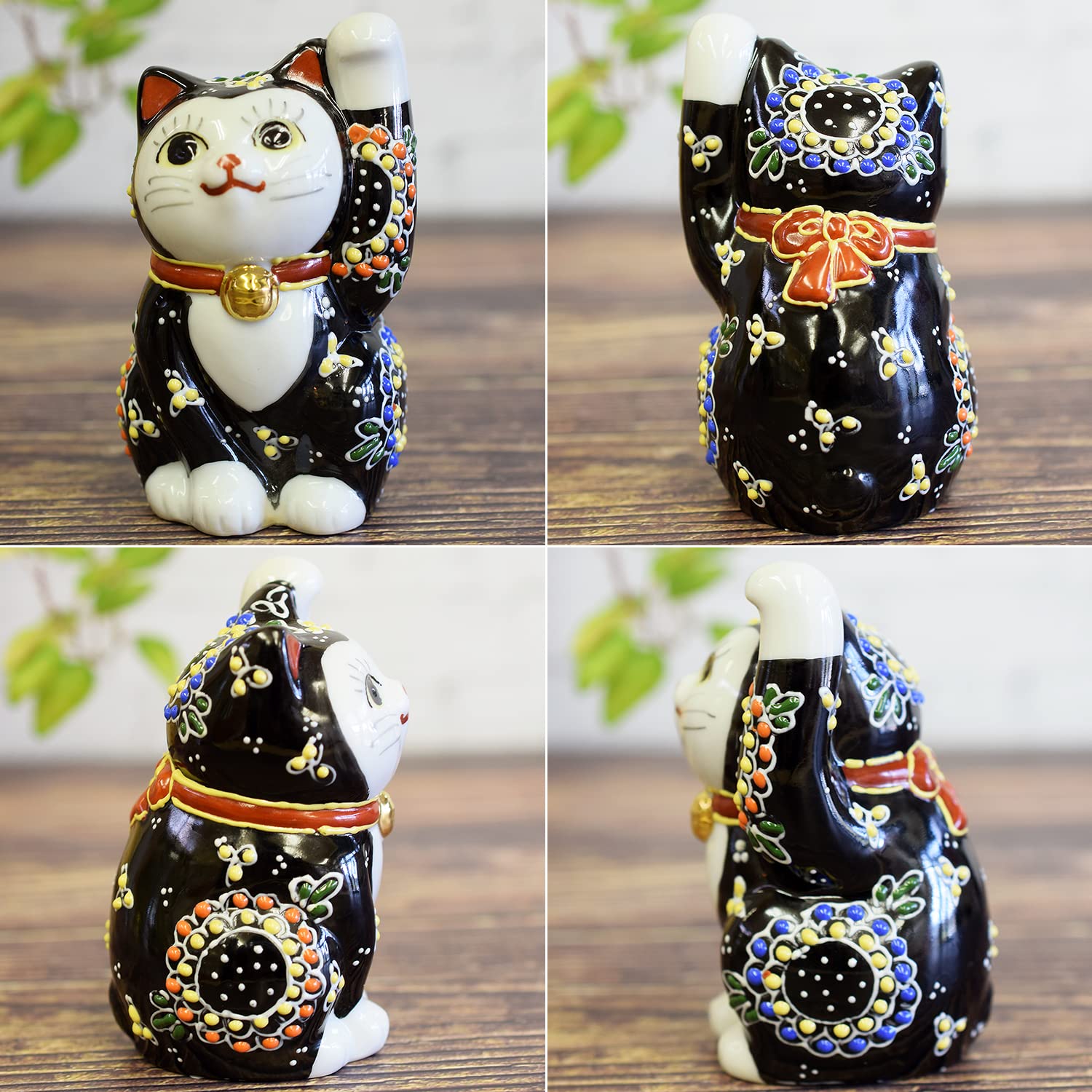 招き猫 九谷焼 置物 : 和座の蔵 左手 かわいい 陶器 8号 白盛 安い商品 