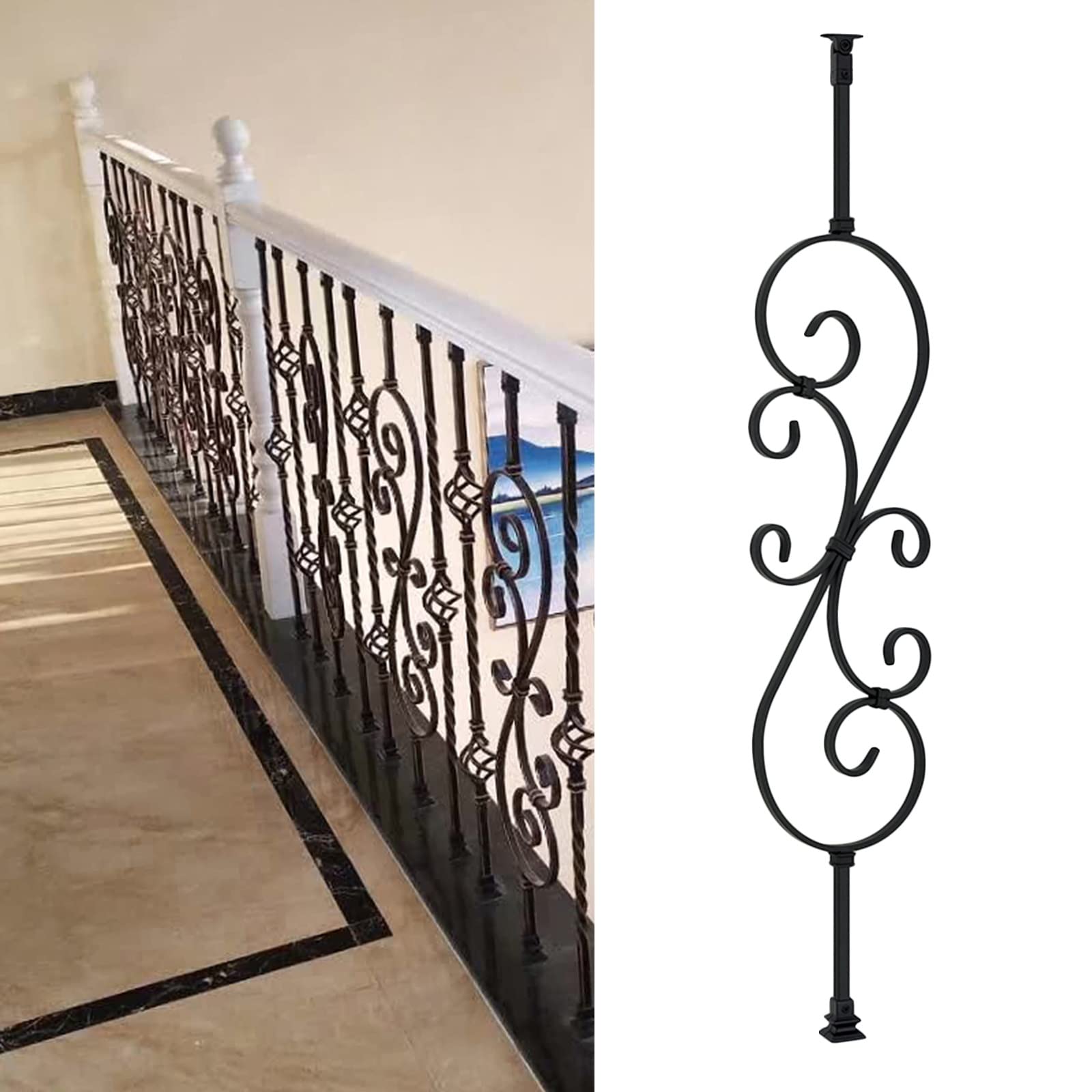 Colonne baluster de pont en fer forgé noir pour garde-corps et mezzanine