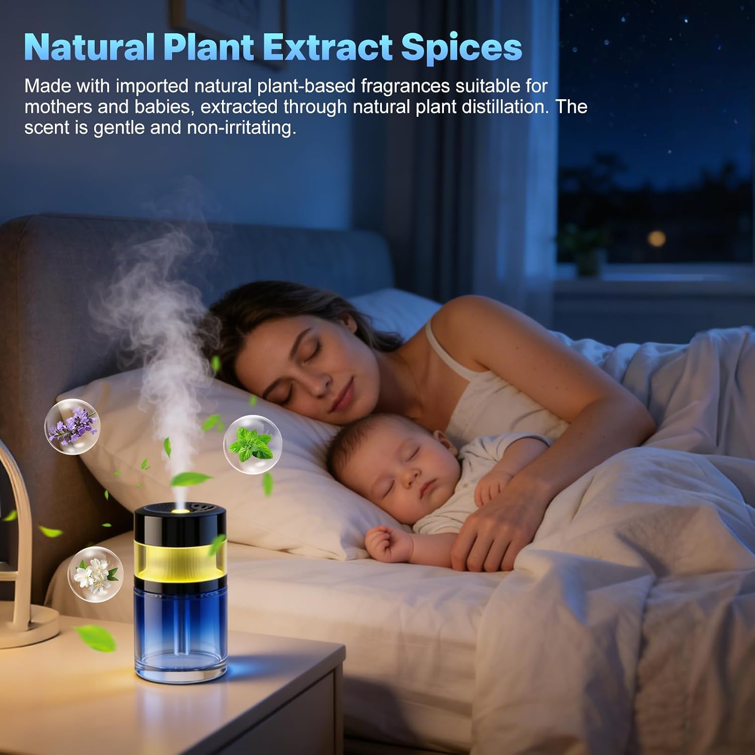 Smart Car Air Freshener - 4 Adjustable Mist Modes Car Air Freshener Diffuser with Starry Sky Projection Auto On/Off Aroma Diffuser for Car Room Home Office Bedroom (Gu Long)