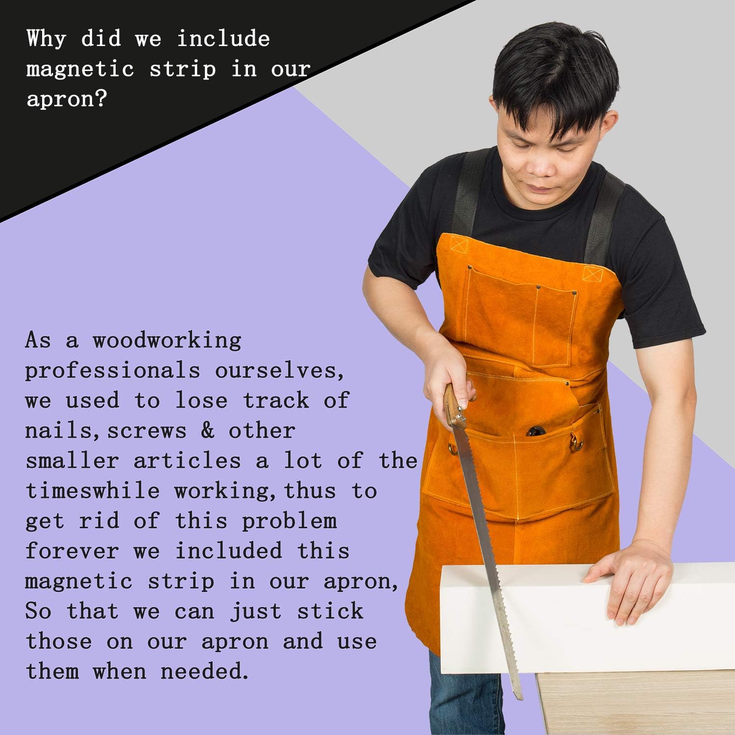Black Friday - 50% OFF Homsolver Leather Woodenwork Shop Apron with Tool Pockets - Heat & Flame Resistant Heavy Duty Welding Apron, Retardant Heavy Duty BBQ Apron, Adjustable One Size Fit Most - 24 X 36