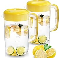 Vista 1 de Jucoan 2 Pack 1 Gallon Plastic Water Pitcher with Lid, Large Gallon Water Jug, Juice and Iced Tea Beverage Carafe with Filter Lid, Handle, Scale for