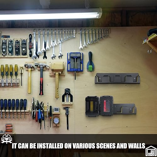 Miniatura 7 de Upgrades - Soporte de pared para batería con 4 ranuras para taladro Dewalt de 18 V20 V y Milwaukee de 18 V, ampliar el espacio, ajuste universal,