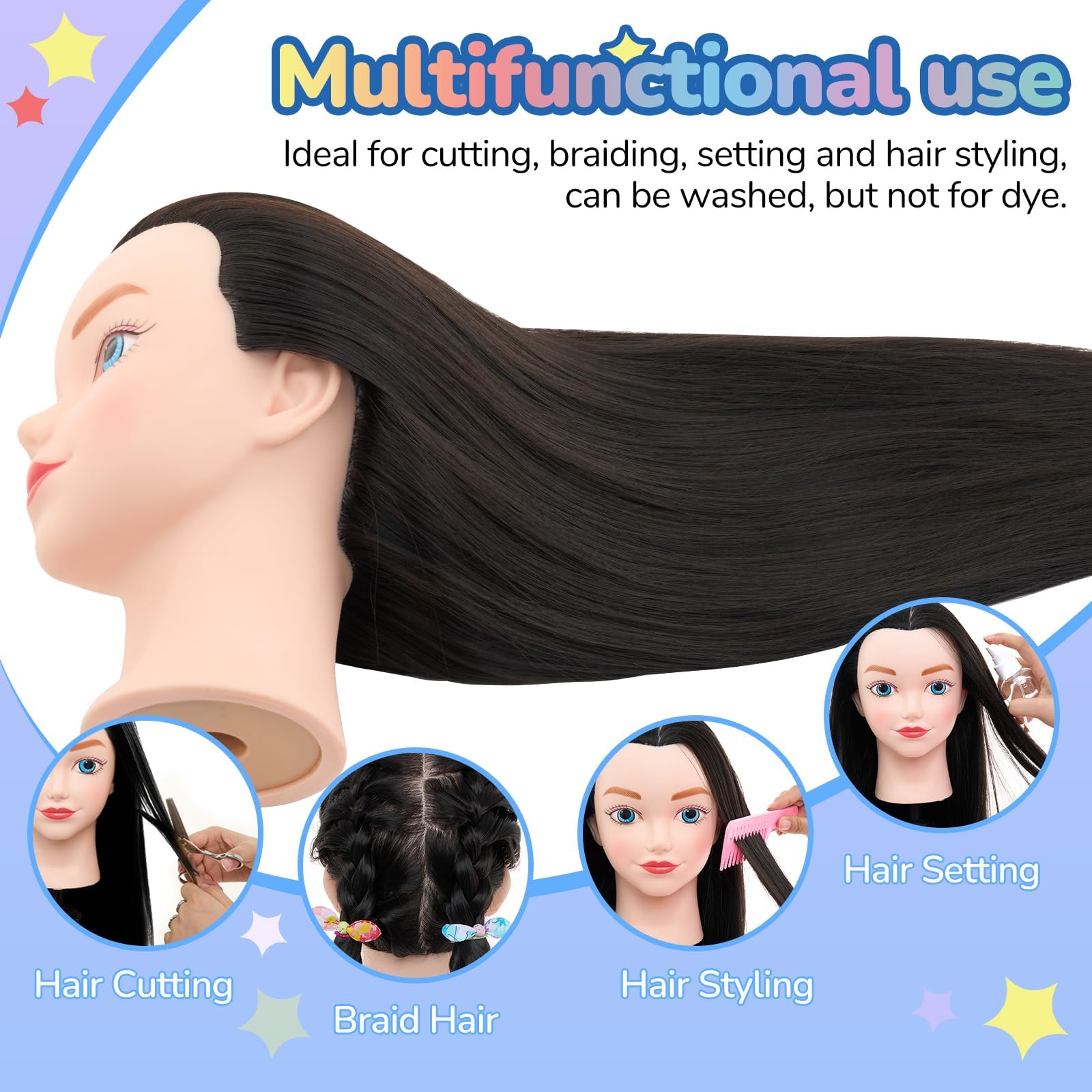 Neverland 20" Testa Studio Parrucchiere Fibra Sintetica per Parrucca con Morsetto DIY Hair Styling Tools