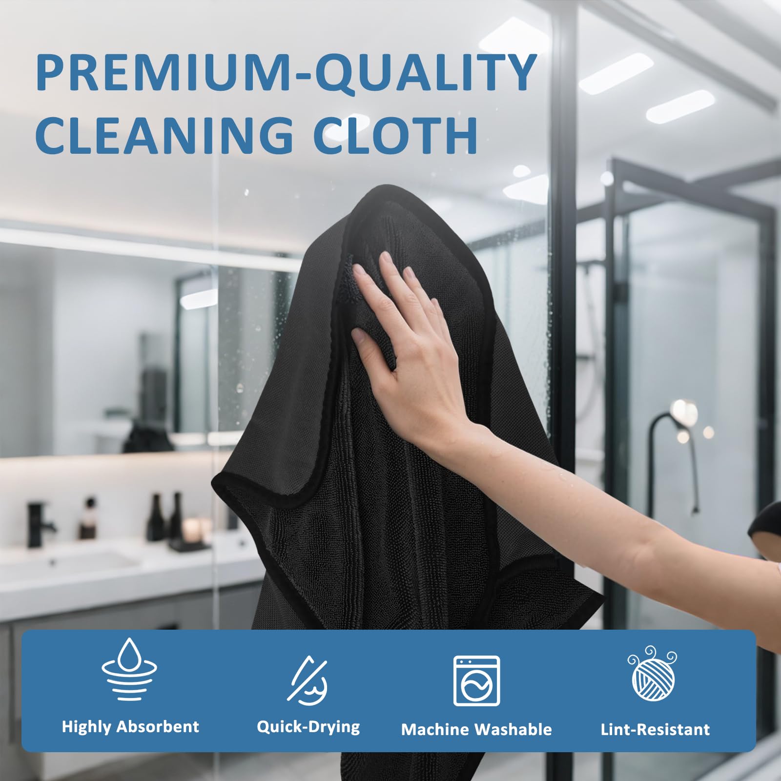 TOHADRILL 3 Pièces Chiffon Microfibre, Micro Fibre Sechage Voiture