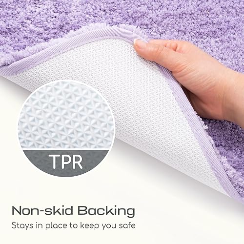 Miniatura 6 de ROSMARUS Alfombras de baño peludas antideslizantes de 17 x 24 pulgadas, tapete de baño absorbente de agua, tapete de ducha suave para suelo y