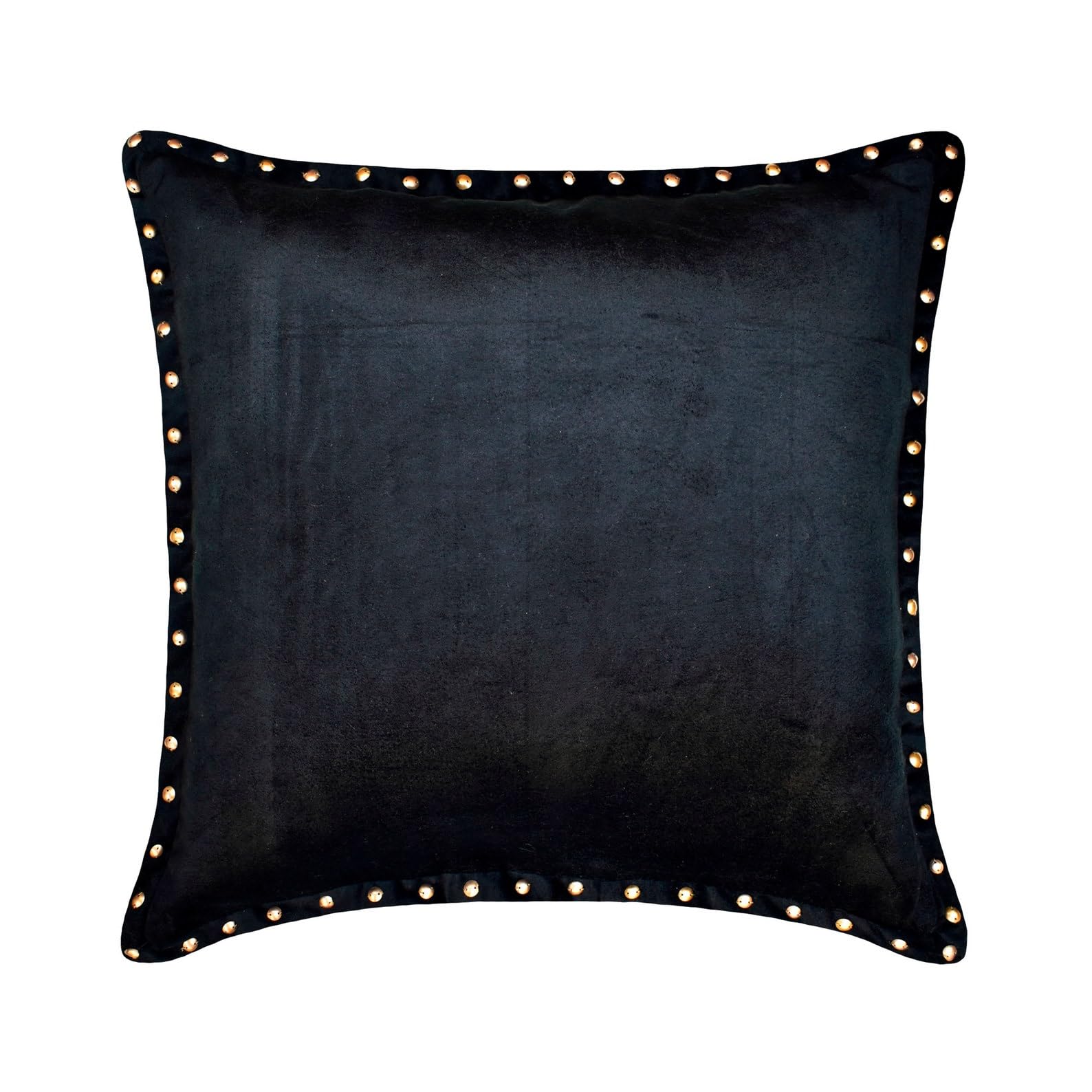 The HomeCentric Decorative Black 55x55 cm (22"x22") Accent Cushion Covers, Velvet Border & Sequins Accent Cushion Covers, Solid Color Pattern Modern Style - Blagden โ image 1