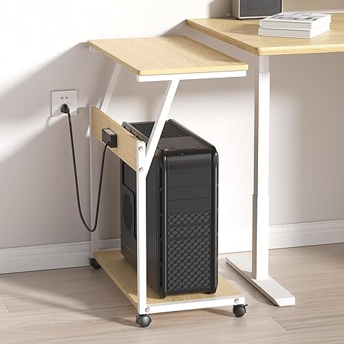 Miniatura 4 de Soporte de torre para computadora con ruedas de bloqueo de 360, carrito de CPU móvil ajustable de 5 alturas, soporte de PC debajo del escritorio