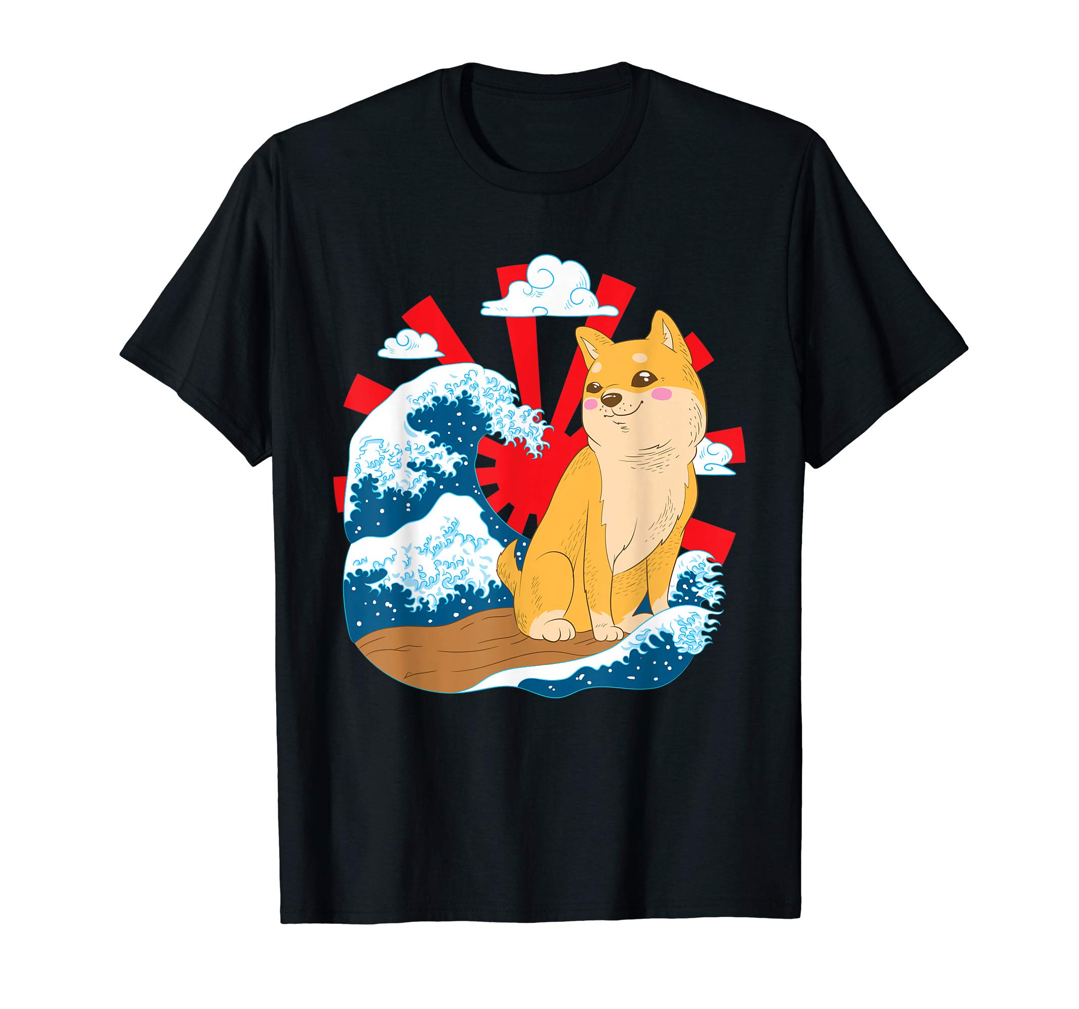 Japanese Shiba Inu Dog Sun and Waves T-Shirt