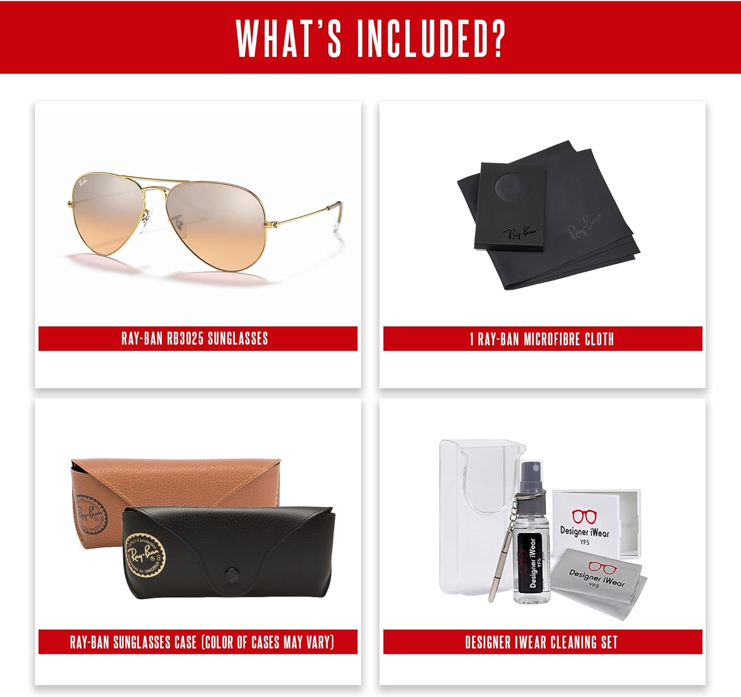 Ray-Ban RB3025 Metal Aviator Sunglasses For Men For Women +BUNDLE with ACCESSORY EYEWEAR KIT - Image 5