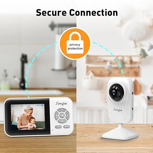 Miniatura 7 de Monitor de video para bebés mejorado con 2 cámaras y pantalla de audio de 2.8 pulgadas, sin visión nocturna WiFi, conversación de 2 vías, alcance de