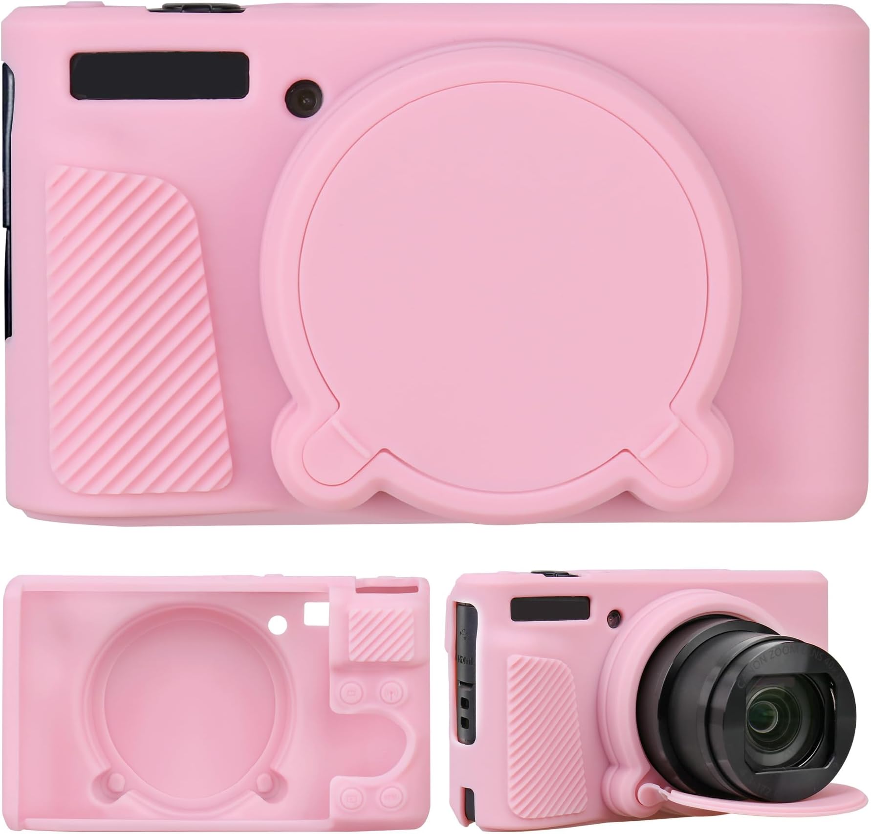 Camera Case for Canon PowerShot SX740 HS/ SX730 HS Digital Camera, Soft Silicone Protective Bag Removable Lens Cover, Silicone Cover Rubber Soft Camera Case, Pink