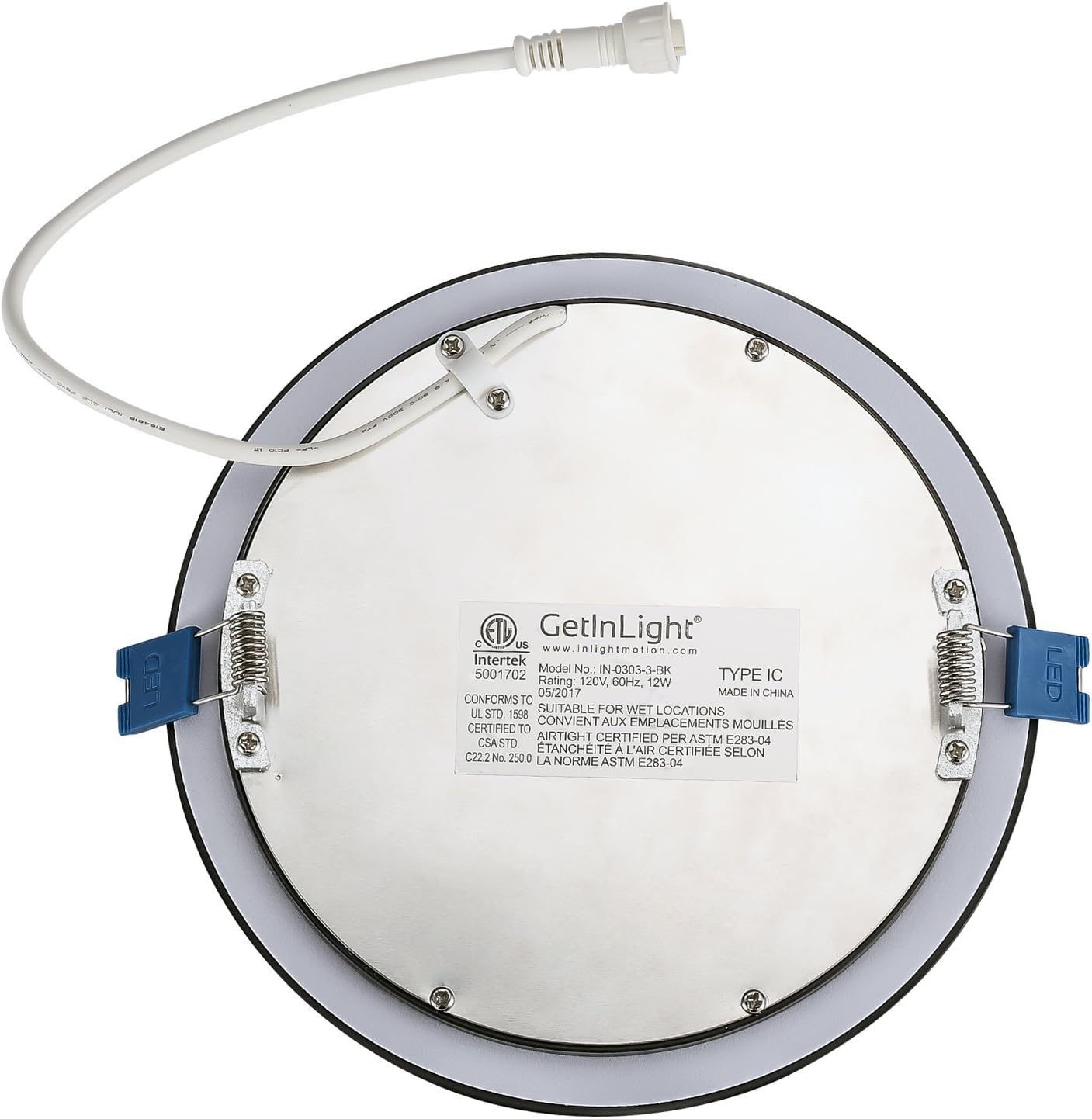 GetInLight Slim Dimmable 6 Inch LED Recessed Lighting, Round Ceiling Panel, Junction Box Included, 3000K(Soft White), 12W(60W Equivalent), 900lm, Black Finished, cETLus Listed, IN-0303-3-BK-30