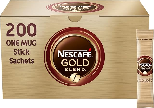 NESCAFÉ Gold Blend Instant Coffee Stick Packs, Box of 200