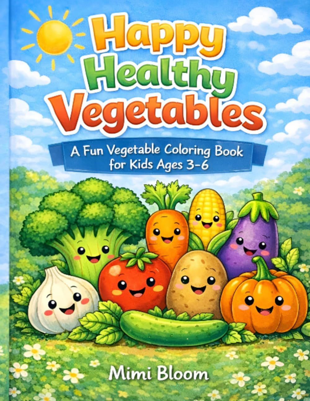 Happy Healthy Vegetables: A Fun Vegetable Coloring Book for Kids Ages 3-6 (My First Coloring Fun)