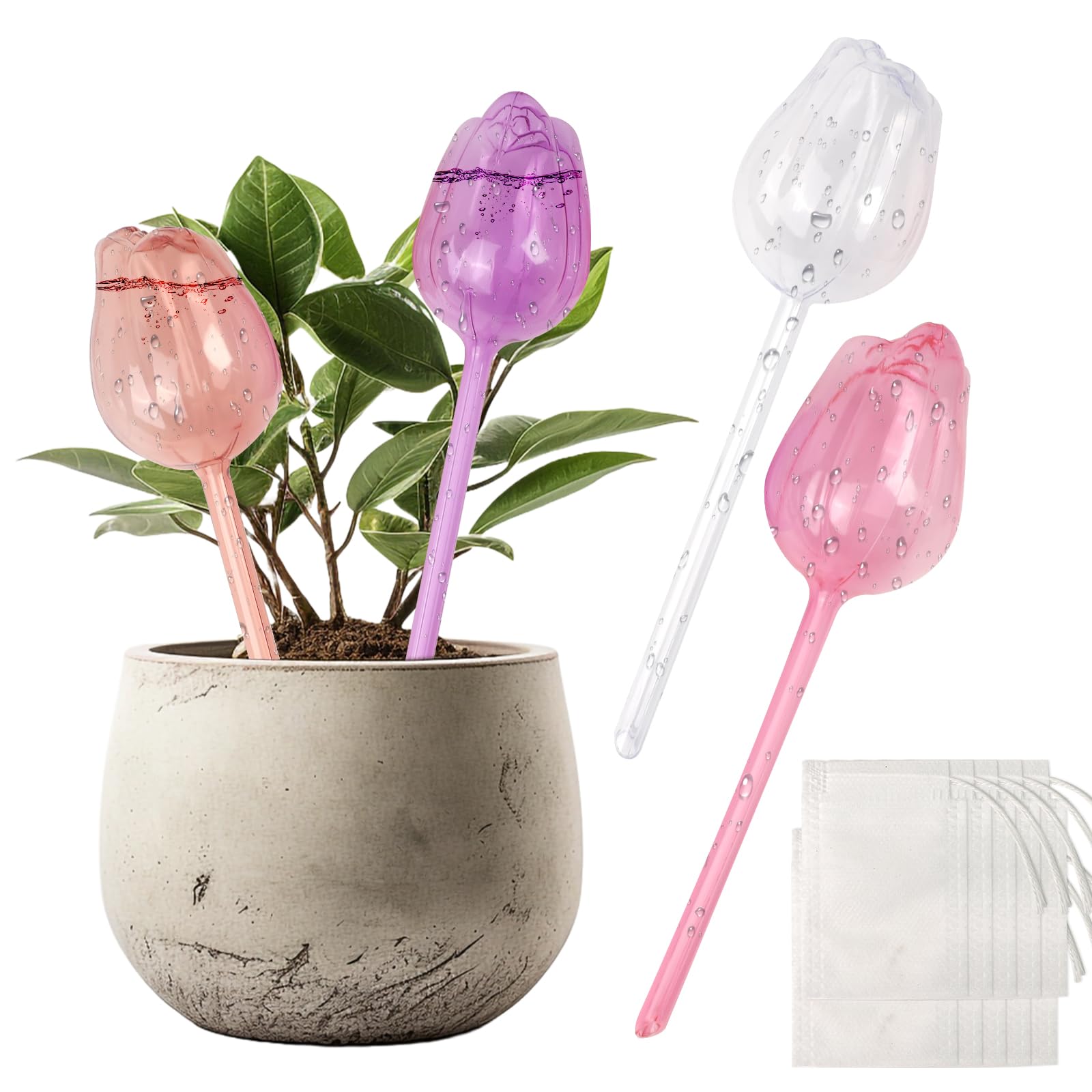 Daveinmic 4Pcs Tulip Self Watering Globes for Indoor Plants