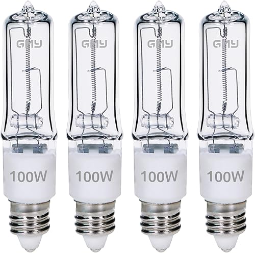 Miniatura 1 de JDE11 120V 100W T4 Mini Candelabro Base 1600lm 2800K Clear Dimmable JD E11 Bombillas halógenas paquete de 4