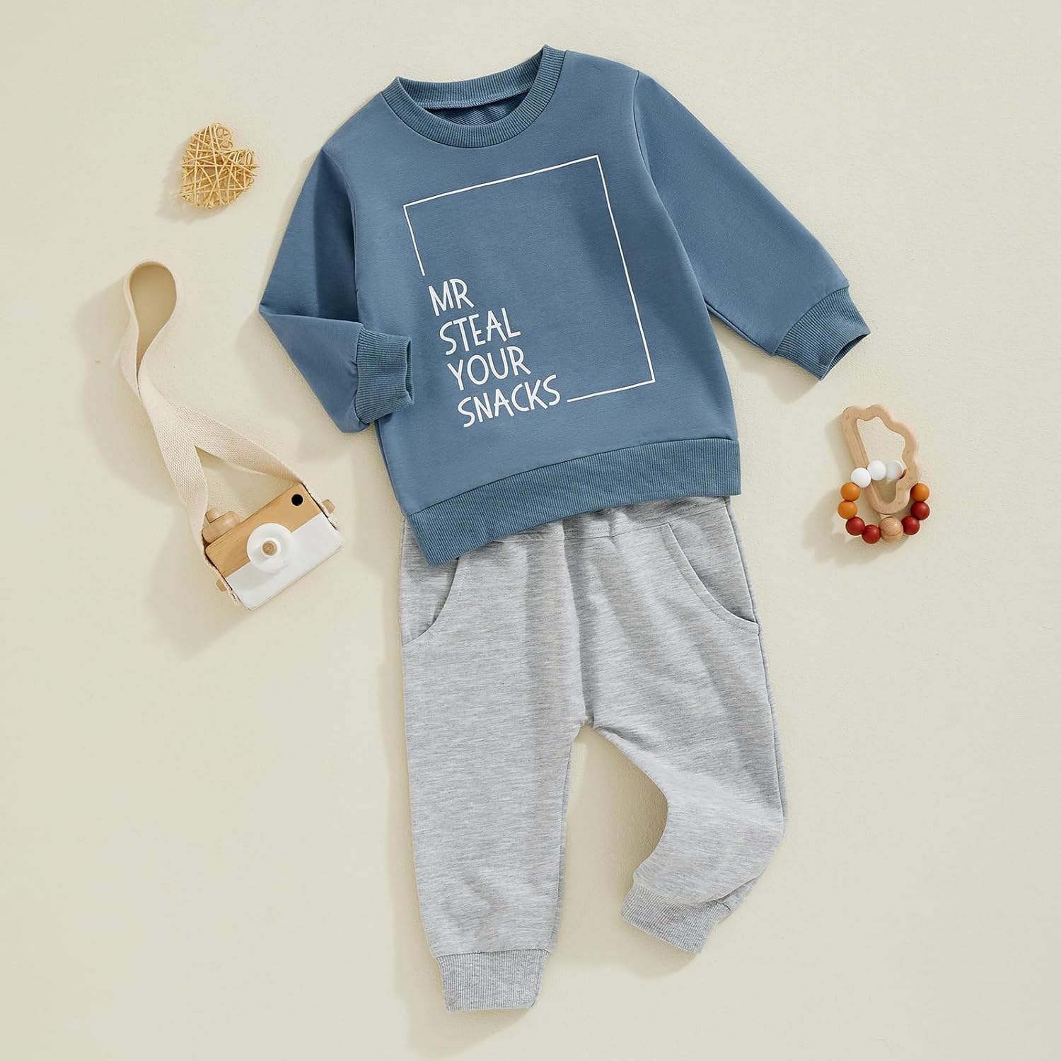 Toddler Baby Boy Clothes Letter Print Long Sleeve Sweatshirt Pullover Tops and Jogger Pants Cute Fall Winter Outfit - Image 2