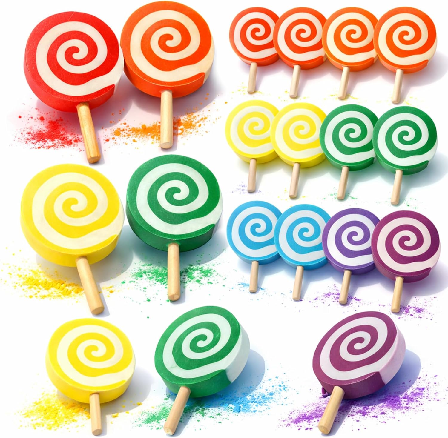 24 Pcs Easter Lollipop Sidewalk Chalk Easter Basket Stuffers Jumbo Pastel Street Driveway Chalks Dustless Washable Multicolor Chalk for Party Gifts Classroom Prizes Goodie Bag Fillers