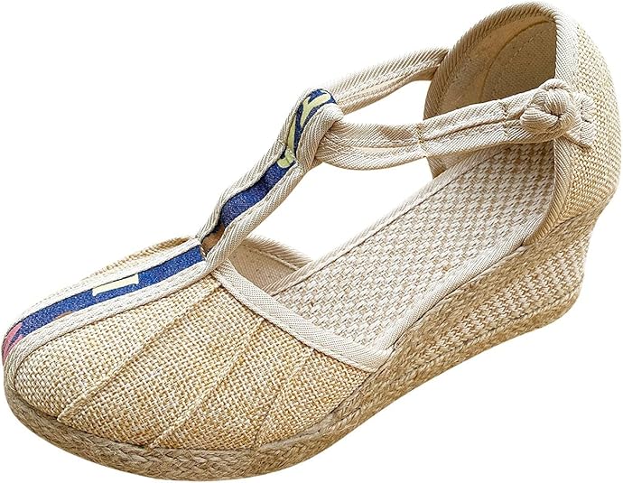 Amazon.com: wedges strappy sandals closed toe numb buckle wedge casual sandals clear heel 