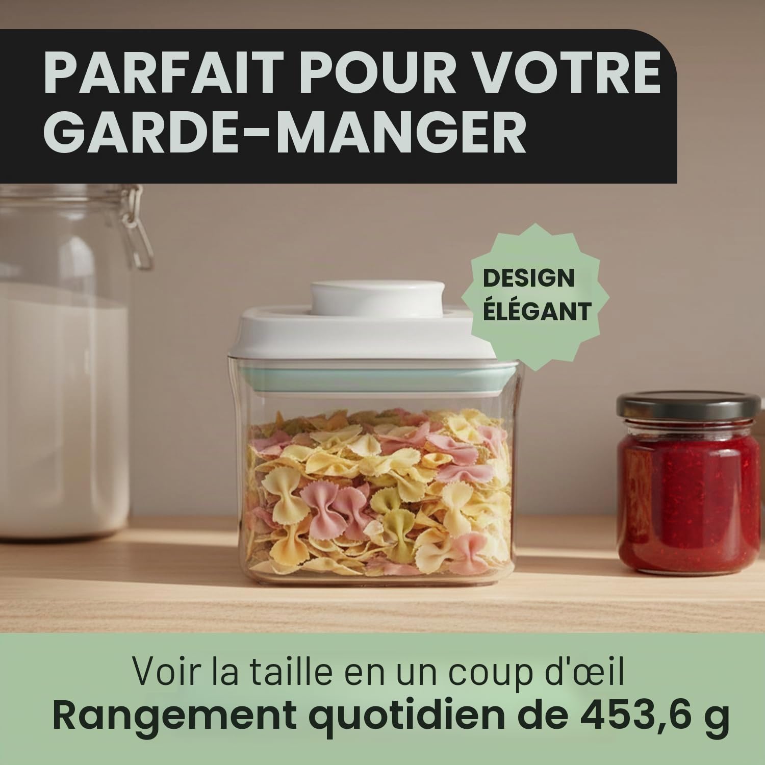 iChewie - BopTop (Ensemble de 5 récipients) Récipient hermétique pour le stockage des aliments - Boîte à joint mécanique en silicone - empilable sans BPA - 500ml / 850ml / 900ml / 1500ml / 2500ml