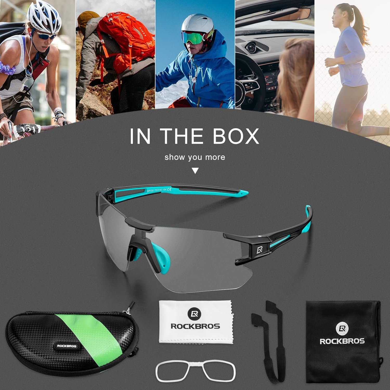 ROCKBROS Cycling Sunglasses Photochromic Bike Glasses for Men Women Sports Goggles UV Protection - Image 5