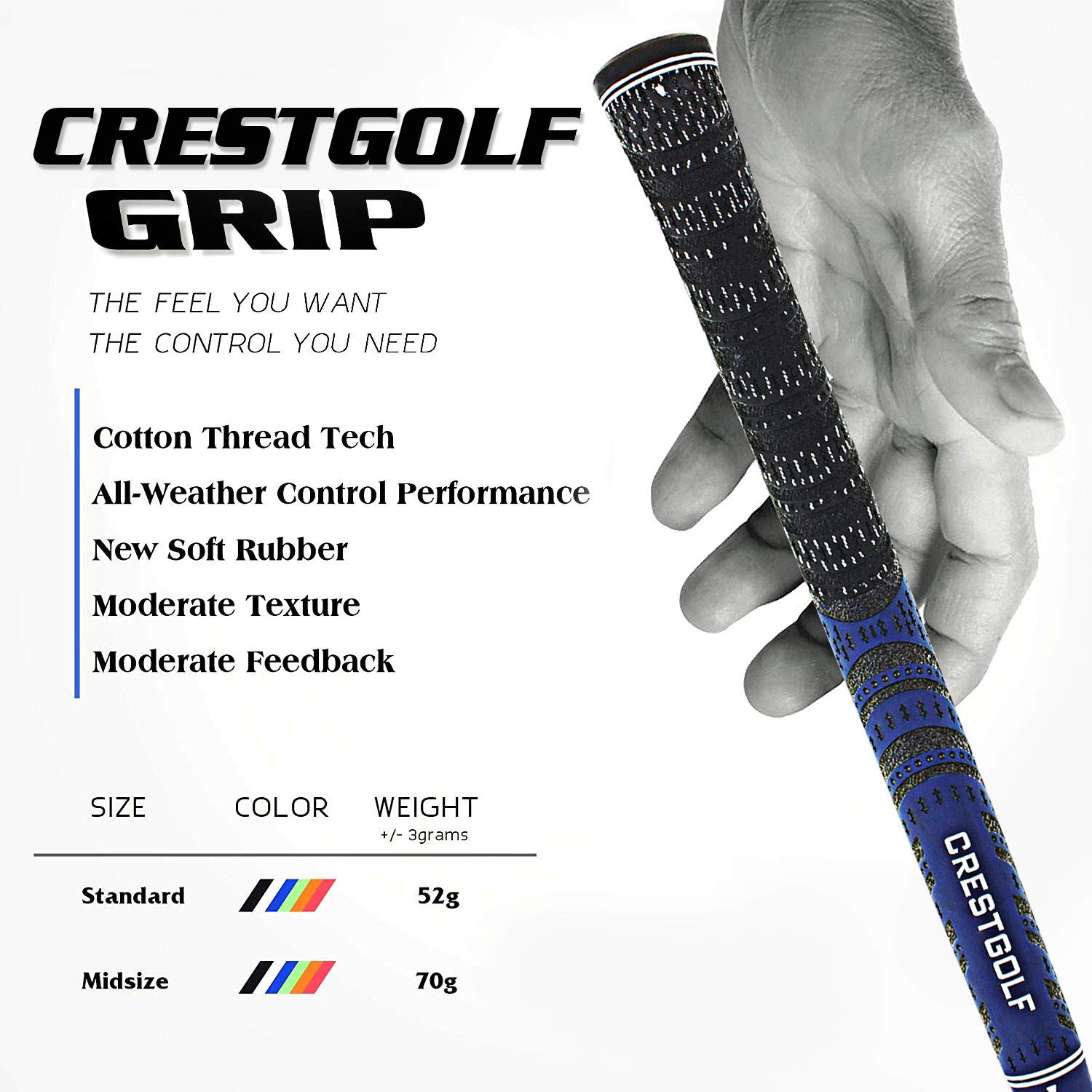 Kofull - Manopole da Golf Grips Golf Tape（Standard/Midsize, in Filo di Carbonio, per legni da Golf, per Mazze da Golf, Confezione da 13
