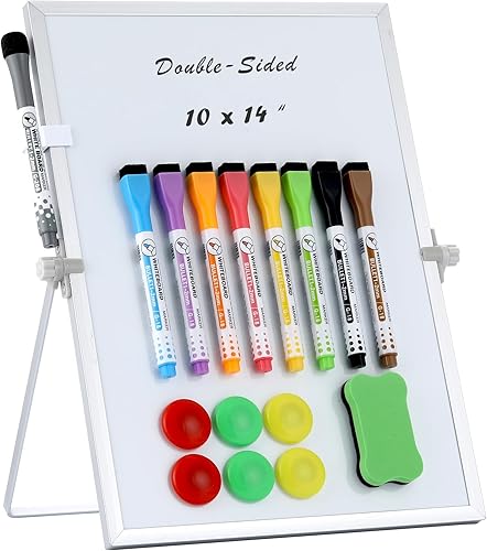 Miniatura 10 de Aelfox - Pizarrón blanco magnético con soporte y marco de aluminio, colgable, ideal para la escuela, el hogar y la oficina (8.3 x 11 pulgadas)