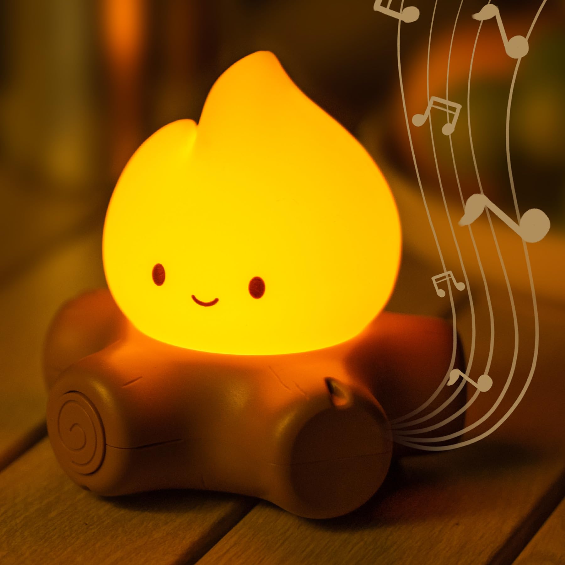 Campfire Night Light with White Noise, Camping Essentials, Halloween Lamp