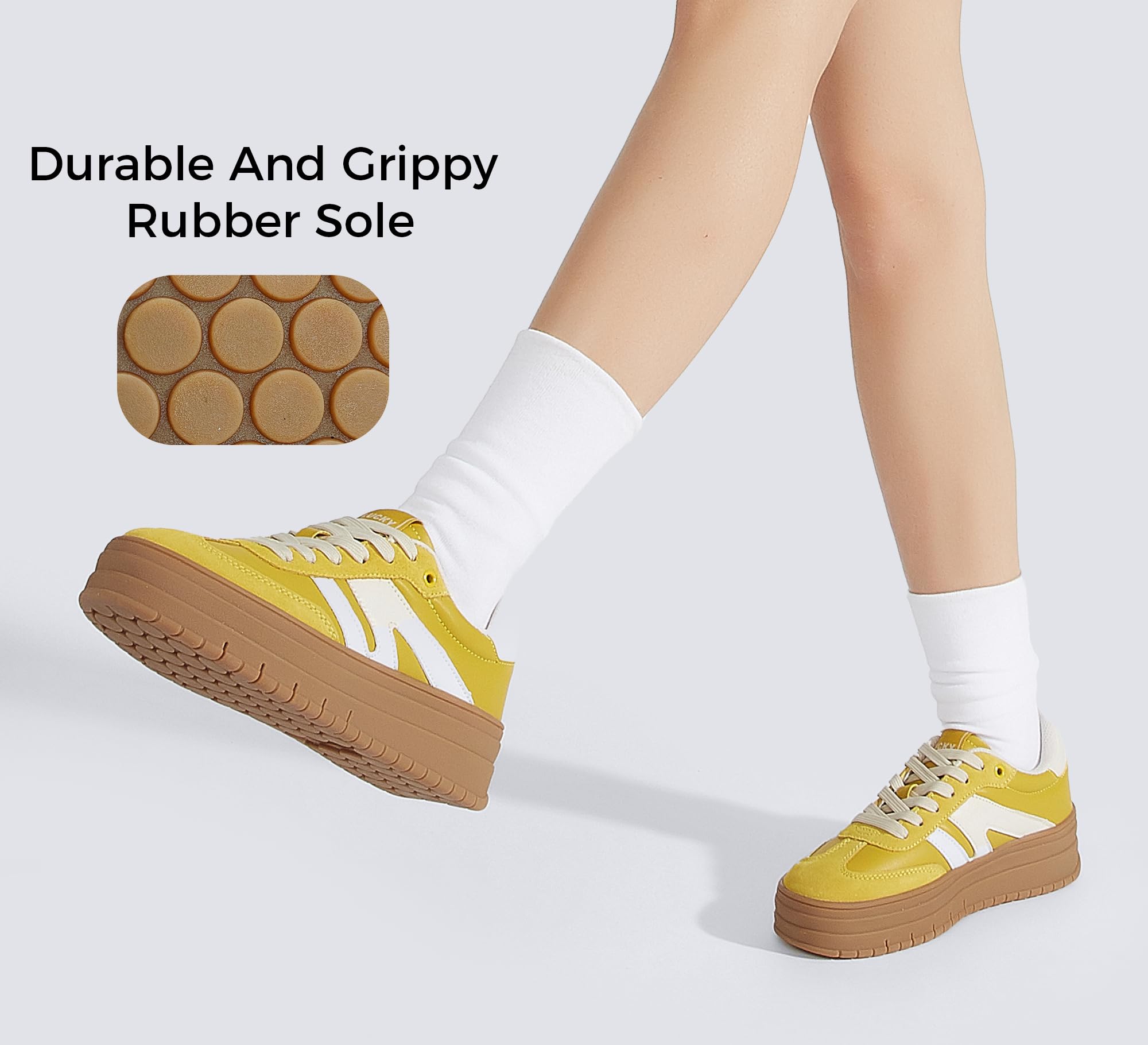 LUCKY STEP Plateau Sneaker Damen - Keilabsatz Leinwand Retro Niedriger Schaft Bequem für Alltag