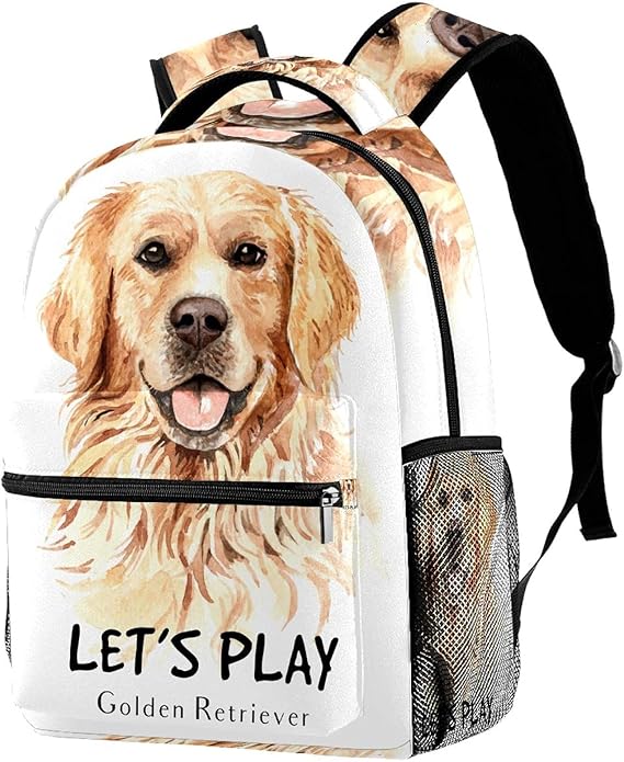 Amazon Co Jp ティーンガールズボーイズ軽量ランドセルトラベルバッグデイパック用バックパックゴールデンレトリーバー犬の水彩印刷 サックパック印刷 シューズ バッグ