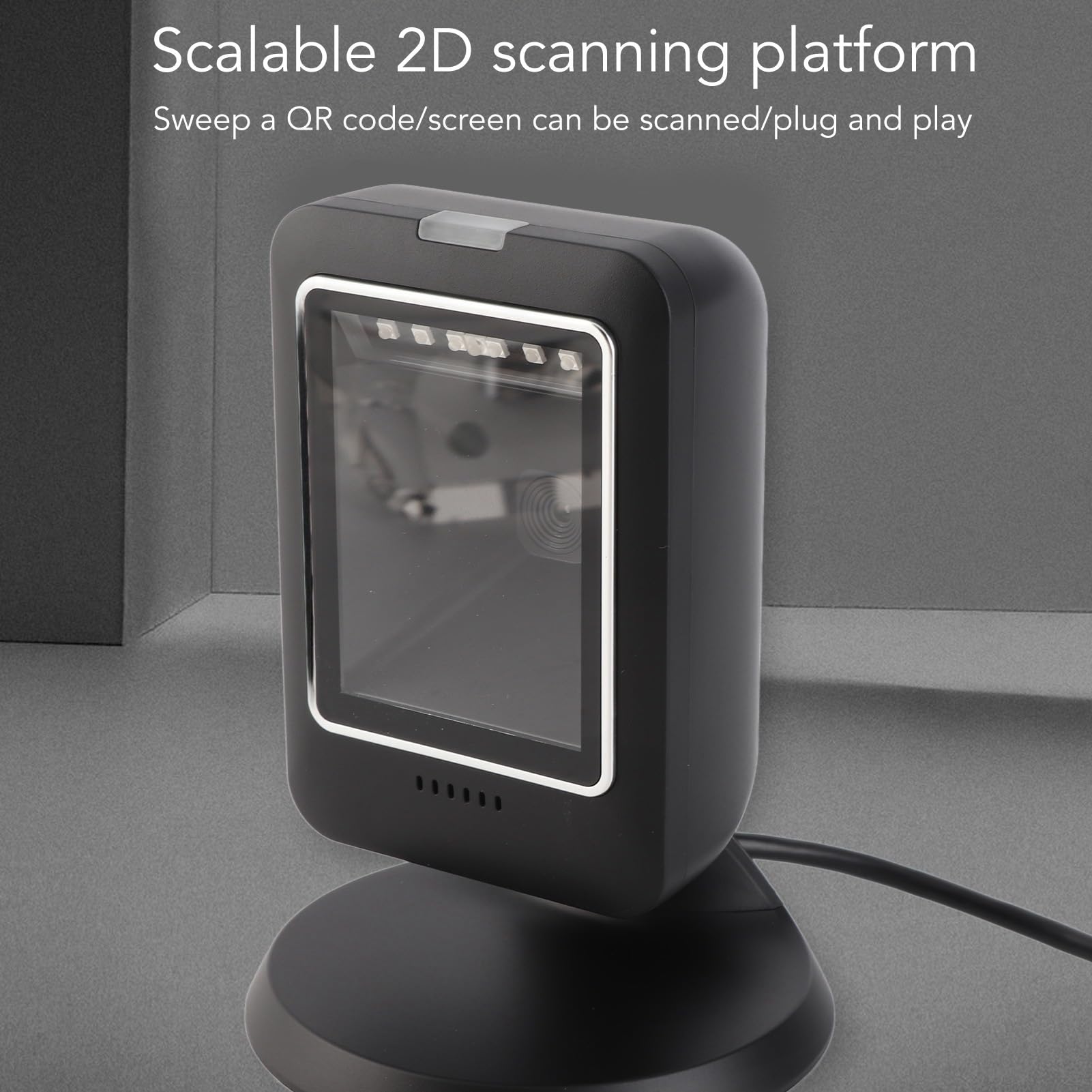 Scanner di Codici a Barre Senza Mani 2D, Lettore Desktop Cablato USB a Scansione Auto -rilevante per la Vendita Al Dettaglio con Tutte le compatibilità dei Sistemi