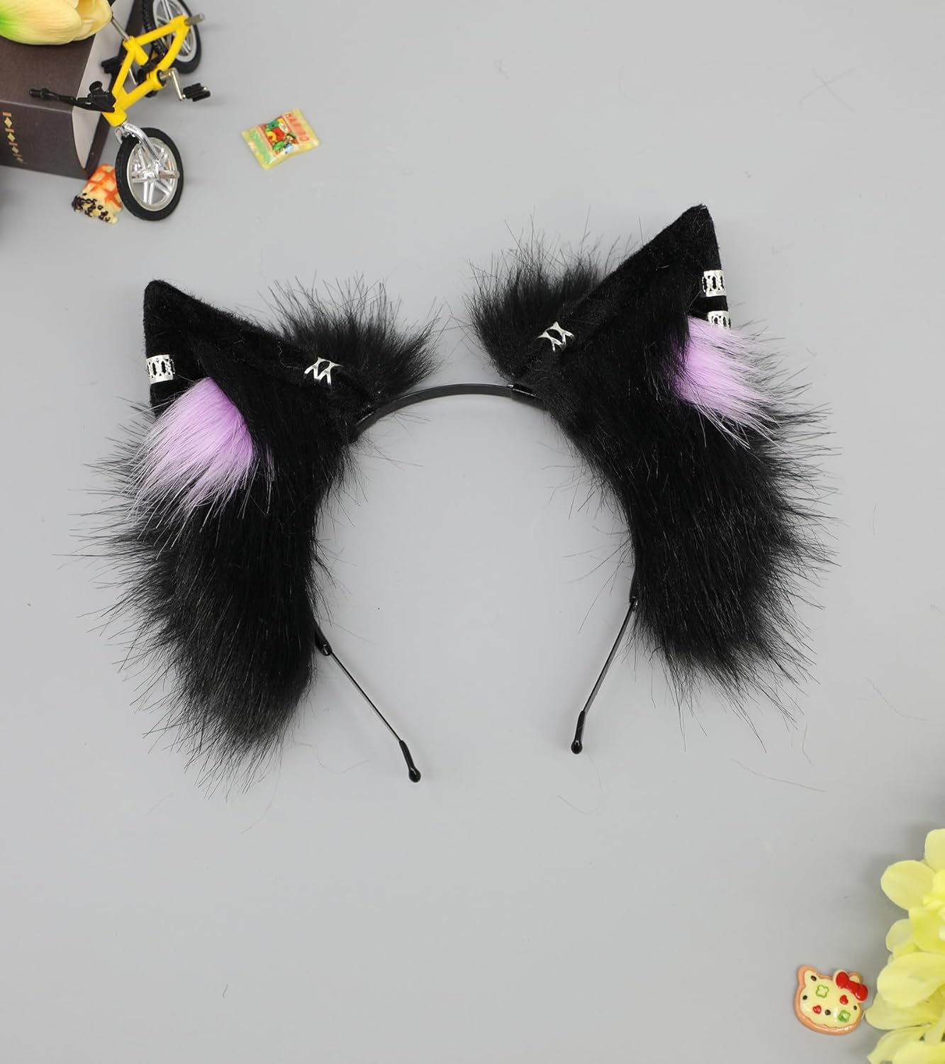 Women Cat Ear Furry Animal Headband Handmade Cute Wolf Fox Cosplay Halloween Costume Headwear - Image 2