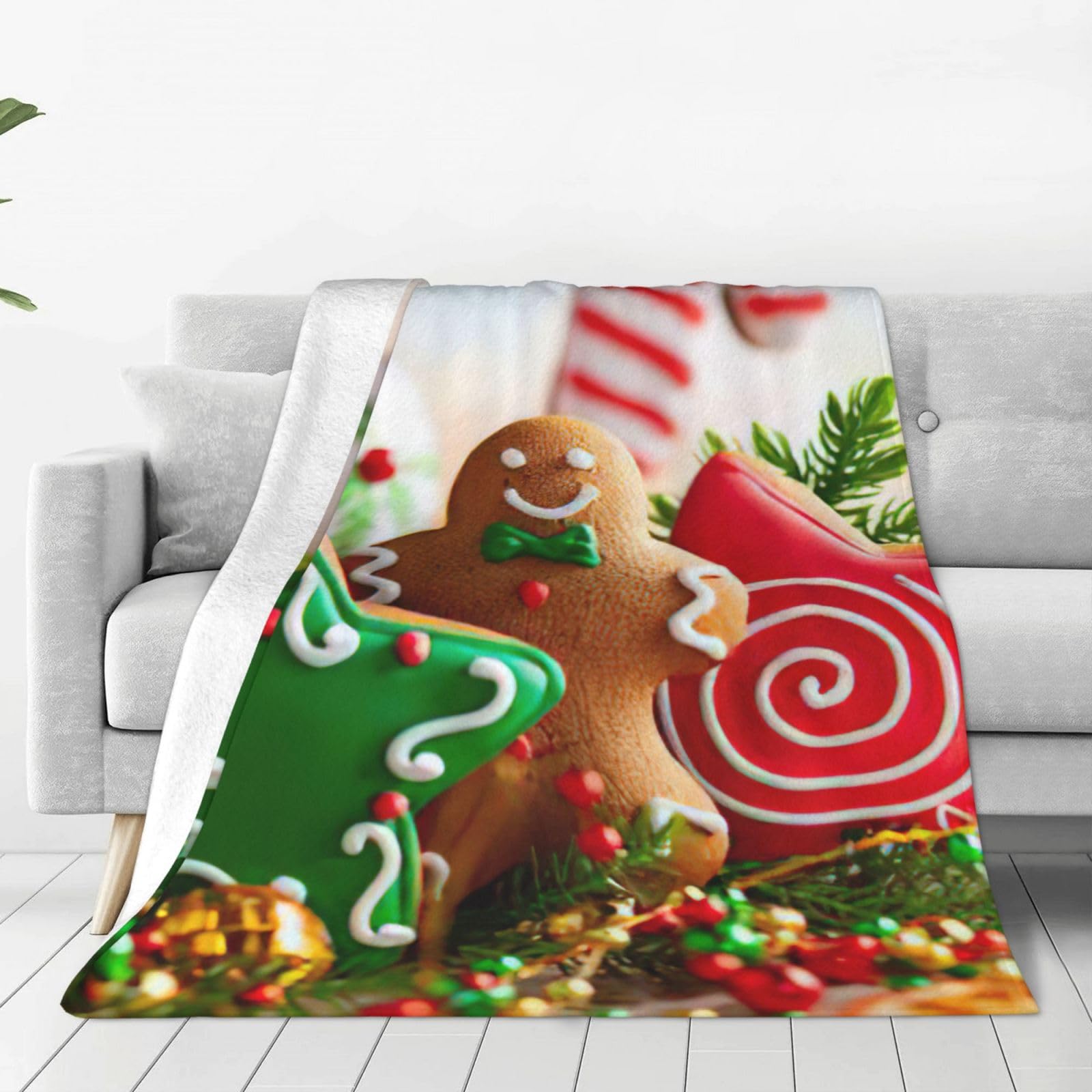 Couverture polaire douce et chaude en flanelle légère motif bonbon imprimé