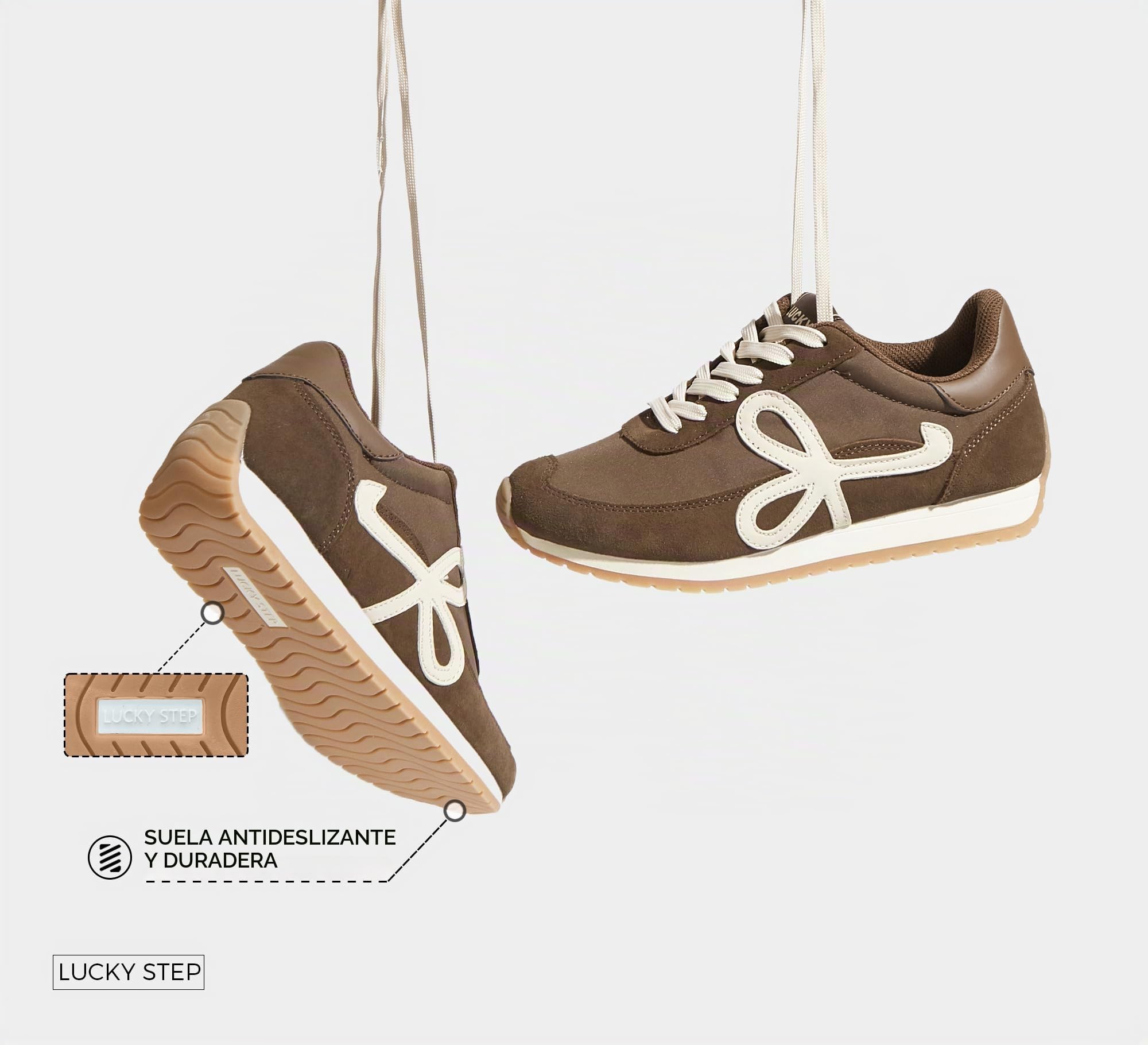LUCKY STEP Zapatillas Mujer de Moda, Low Top Retro Clásico, Cómodas para Caminar y Running, Estilo Casual