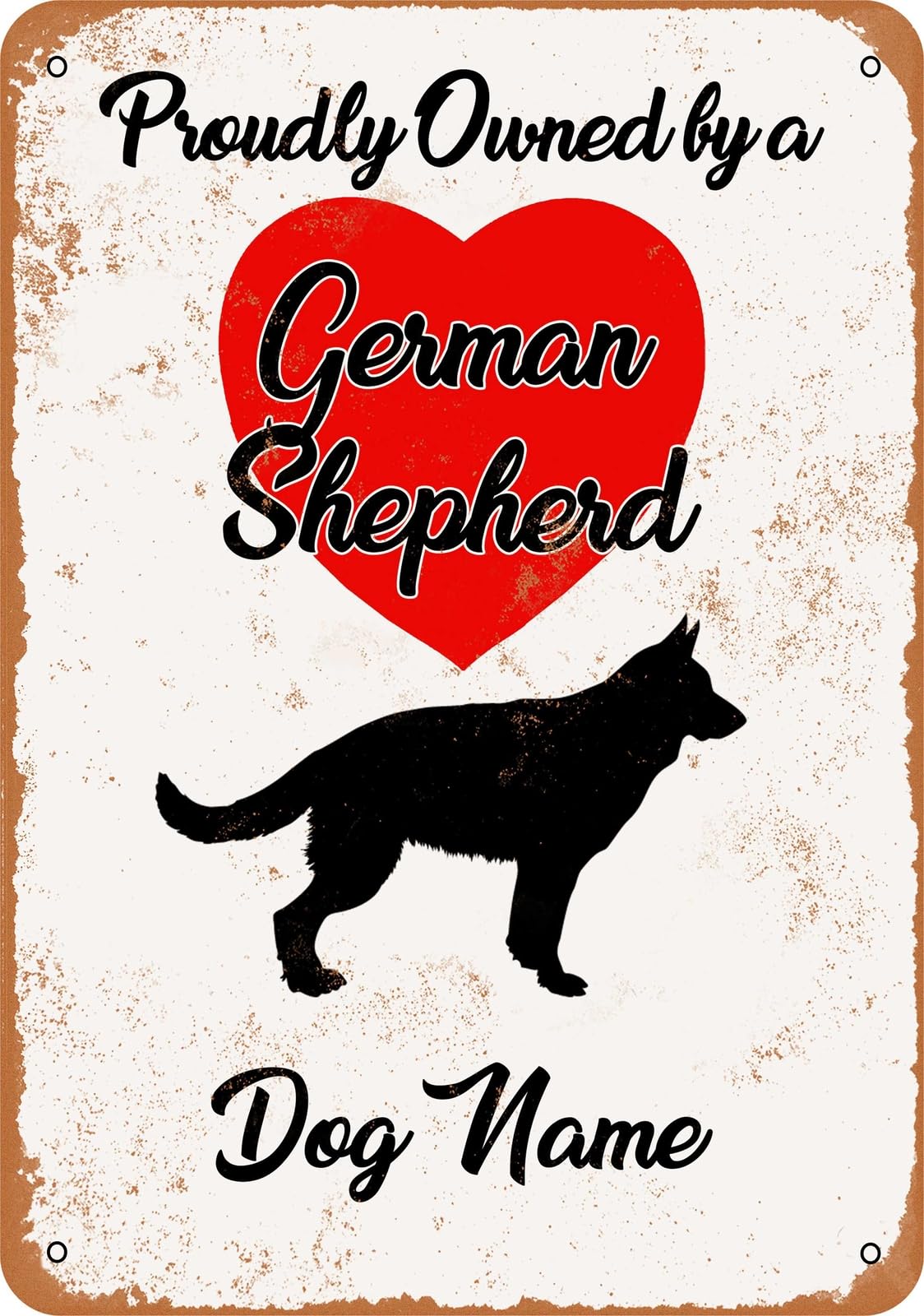 Miaomansenstore Metal Sign - Custom Dog Name - German Shepherd - Vintage Look Home Decor