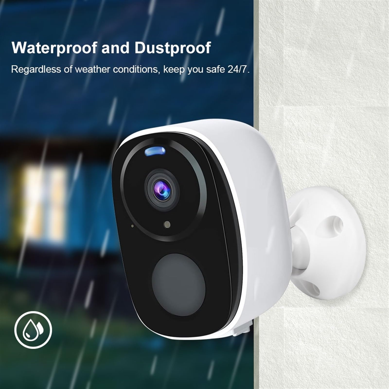 Telecamera Wifi Esterno, Telecamera di sicurezza solare UHD 2K 2.4 Rilevazione PIR esterna Faretto audio a 2 vie Telecamera con batteria ricaricabile for interni ,Sicurezza, Antifurto(Solar Cam Add 64