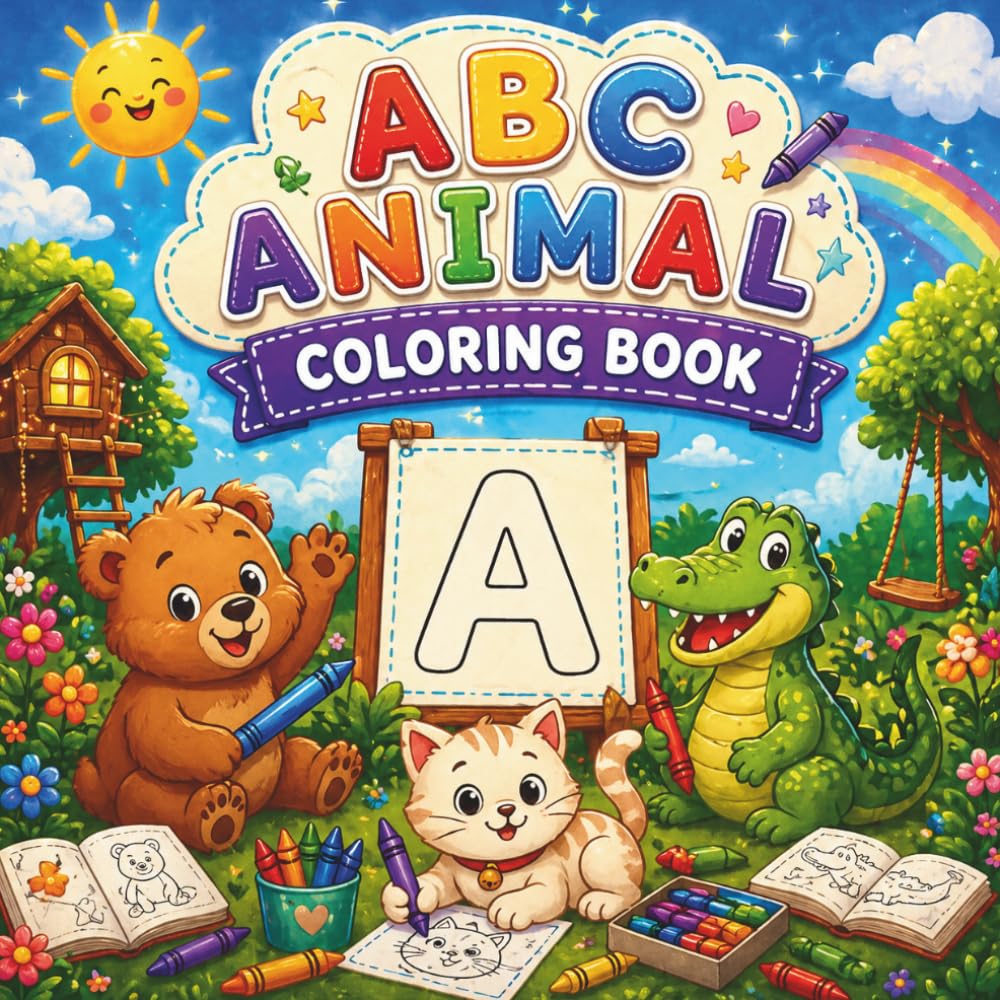 ABC Animal Coloring Book: Fun animal coloring book with color ideas for Ages 3+