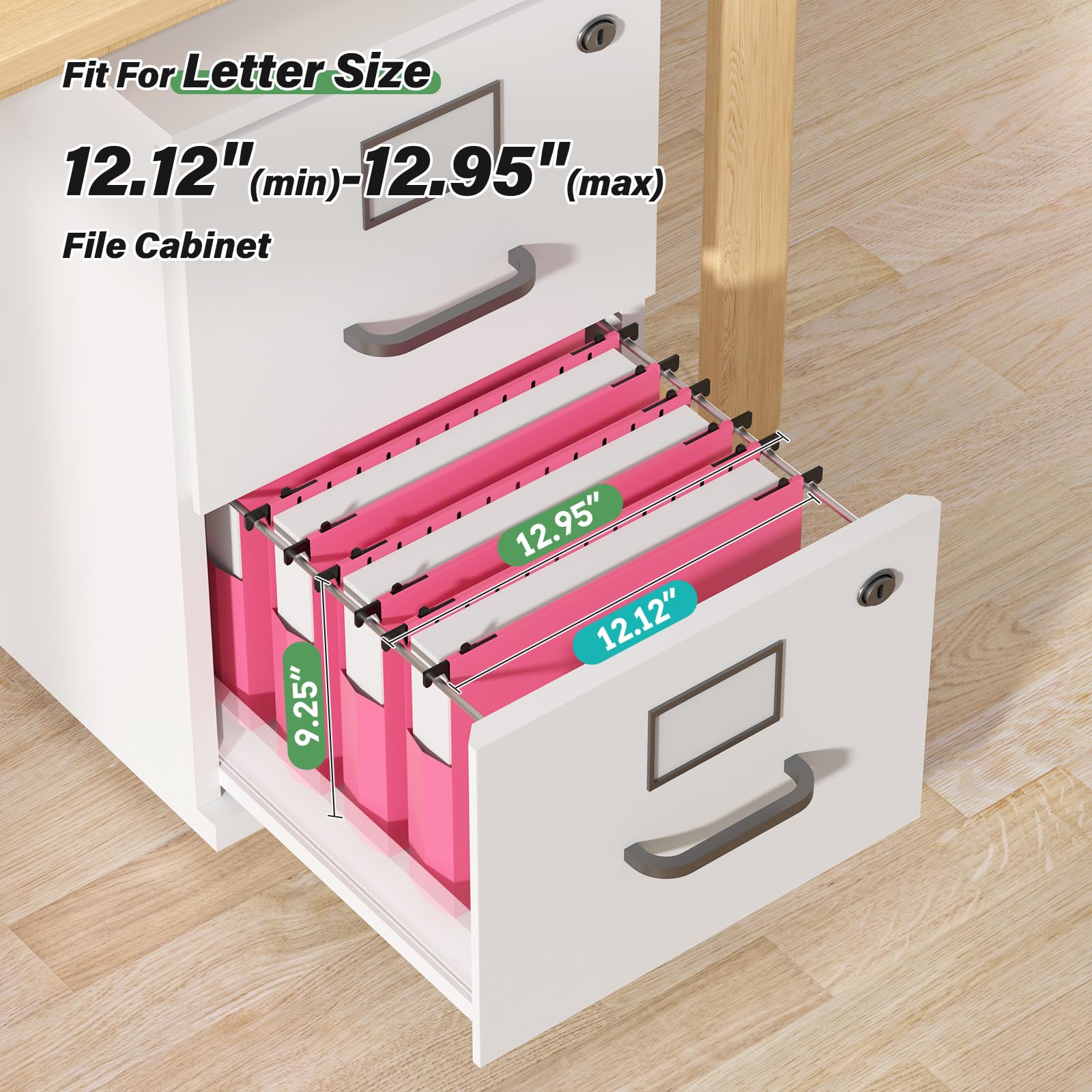 Ansook Cartelline portadocumenti in plastica rosa con capacità extra, formato lettera, confezione da 12 cartelle sospese espandibili da 5,1 cm con fondo rinforzato, cartelle sospese con chiusura