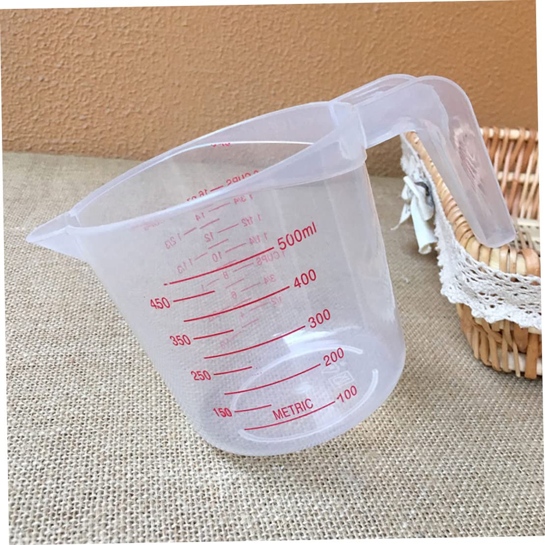 SunaOmni Plastic Measuring Cup With Scale Handle 500ml Transparent Measuring Cups Nesting Stackable Container Liquid Measuring Cups for Liquids Dry Solid