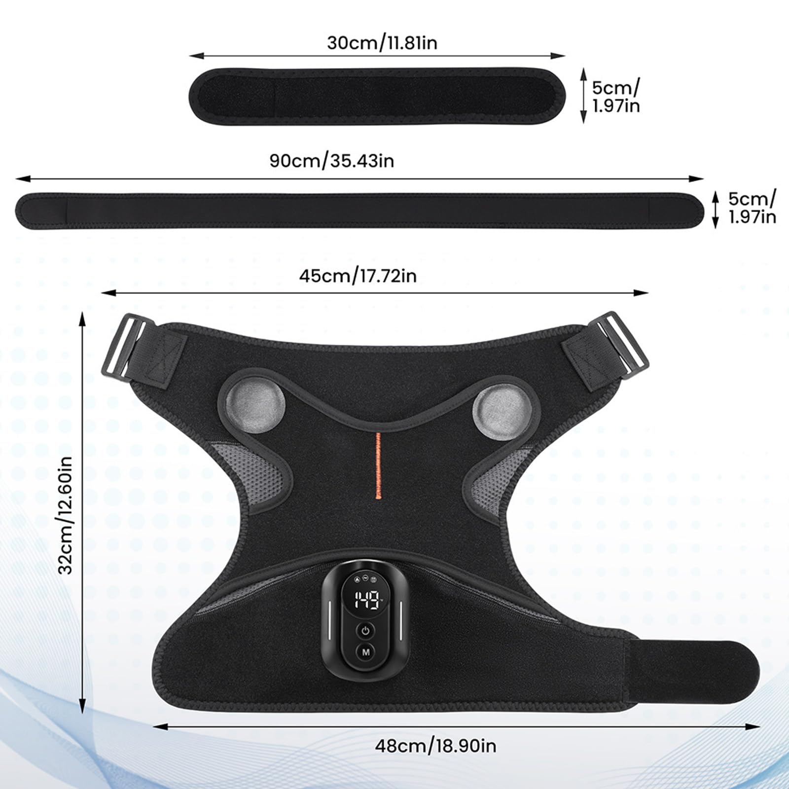 Triple Method Shoulder Massager, Schulter Massagegerät mit Wärme & Vibration, 3-Stufiges Massagegerät Nacken Schulter, 5000mah - Lange Laufzeit, für Zuhause und Büro (Grau(Fernbedienung))